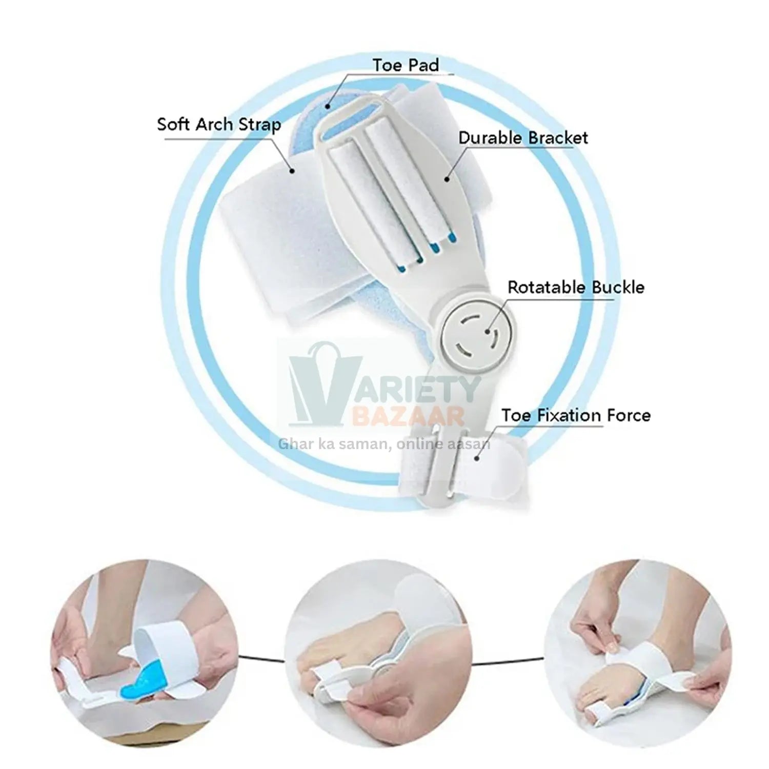 Adjustable Bunion Support Splint – Hallux Valgus Corrector for Men & Women Variety Bazaar