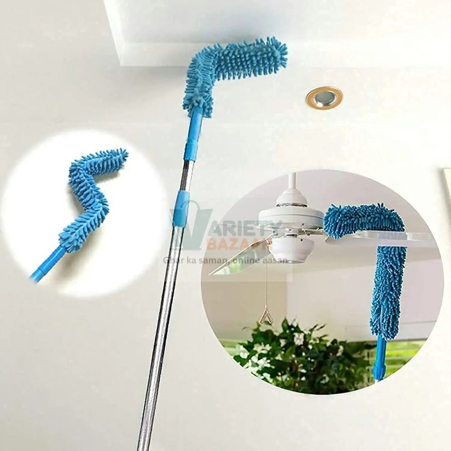 Adjustable Long Handle Microfiber Dust Brush – Foldable Ceiling & Appliance Cleaner Variety Bazaar