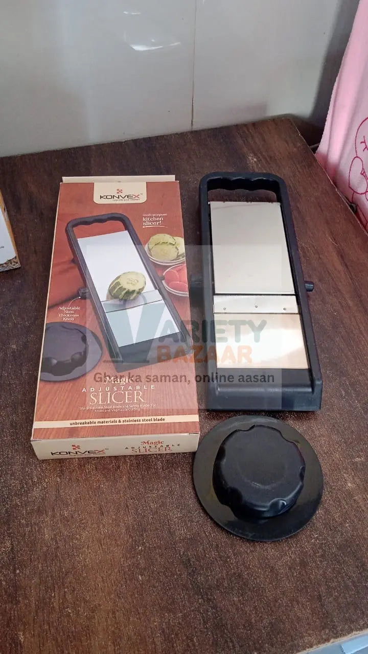 Adjustable Slicer, Stainless Steel and Plastic Premium Multipurpose Potato / Onion Slicer and Grater (1 Pc) Variety Bazaar