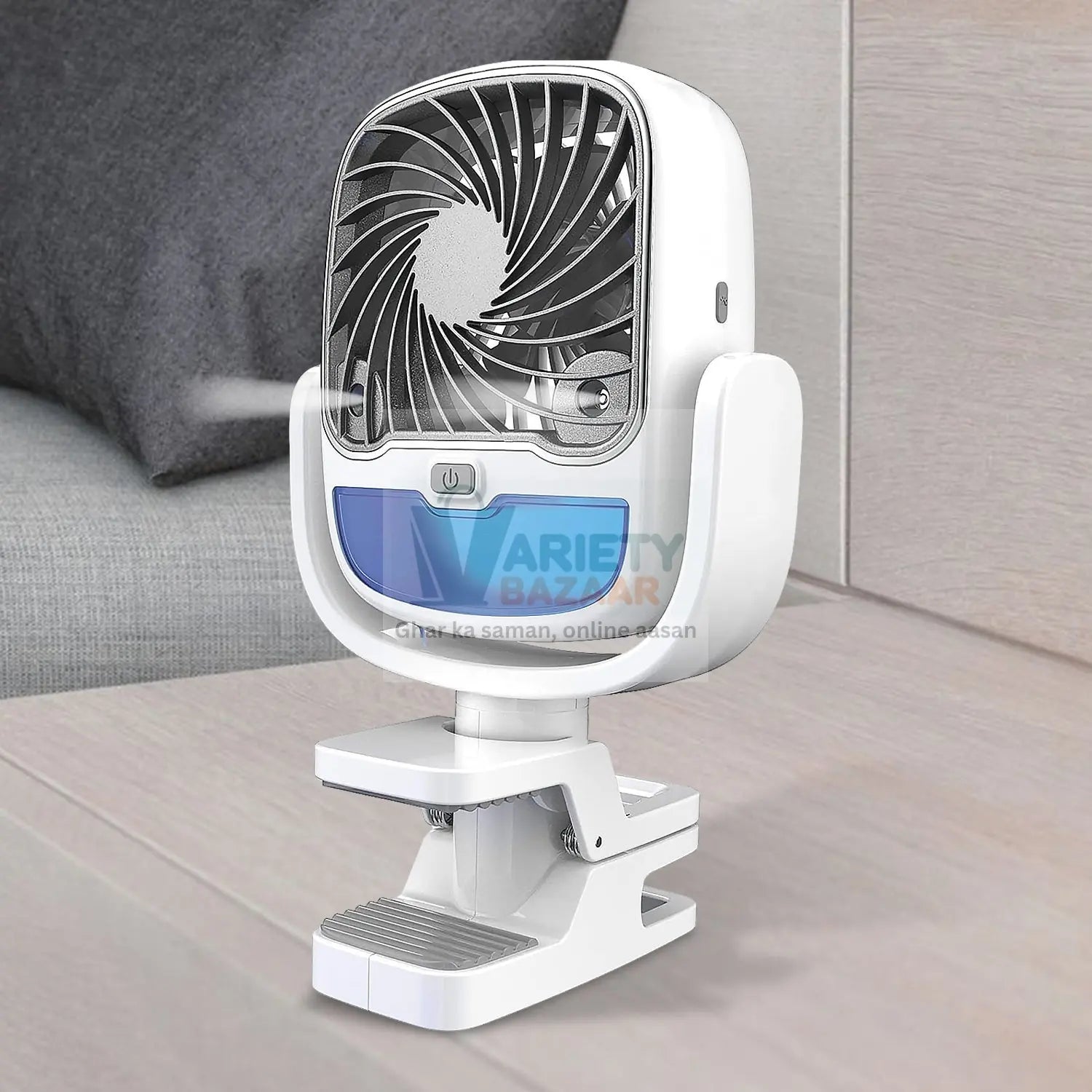 Air Portable Fan, Grip Go 3 Speed Small Fan, Great Stroller Fan, Travel or Desk Fan, Cordless Personal Evaporative Air Cooler, Universal Clamp for Indoor & Outdoor Use, 360 Degree Head Swivel, LED Color Changing Light Variety Bazaar