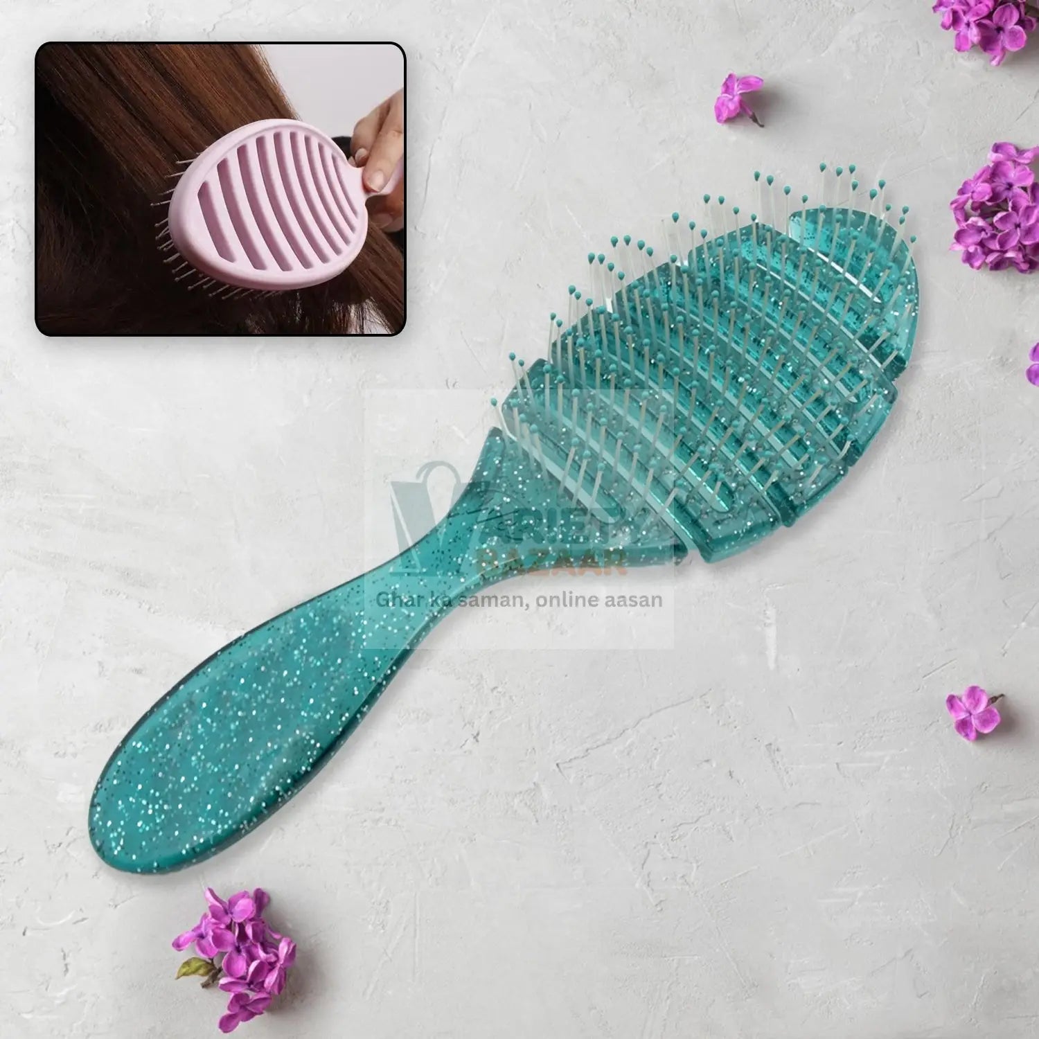 Anti-static Scalp Massage Hair Brush Comb for Curly Straight Hair,  Womens Hair Brush Wet, Detangling Brush for Curly Hair Detangler, Wet Hair Brush Detangler, Girls Hair Brush (1 Pc ) Travel Sahayak
