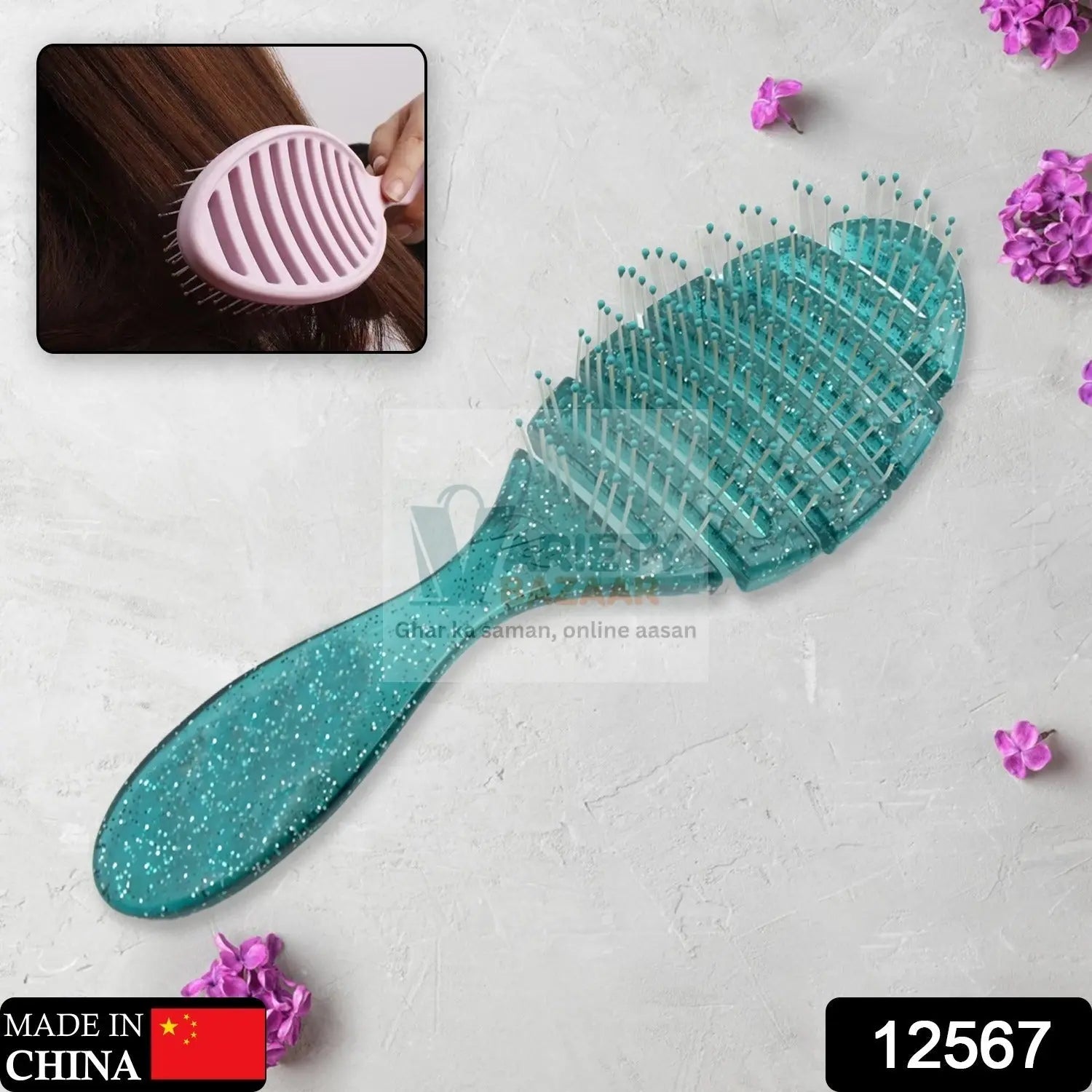 Anti-static Scalp Massage Hair Brush Comb for Curly Straight Hair,  Womens Hair Brush Wet, Detangling Brush for Curly Hair Detangler, Wet Hair Brush Detangler, Girls Hair Brush (1 Pc ) Travel Sahayak