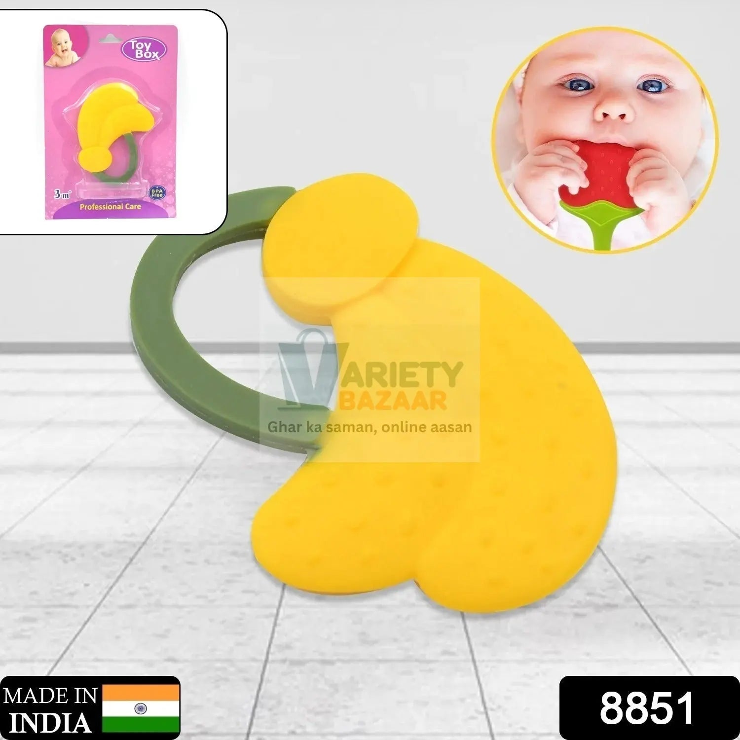 Baby Silicone Teether, Fruit Teether for Toddlers,100% Food Grade Silicone Teether, Non-Toxic & Latex Free Suitable for Kids Above 3 Months - Grapes, Banana, Watermelon (1 Pc ) Travel Sahayak