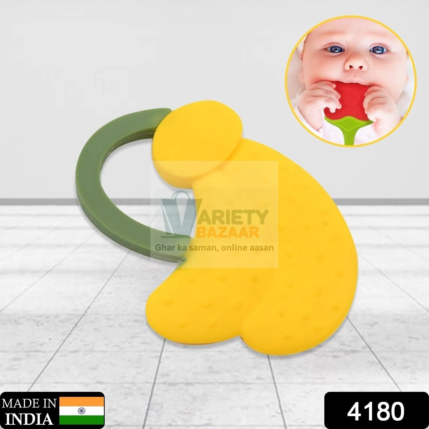 Baby Silicone Teether, Fruit Teether for Toddlers,100% Food Grade Silicone Teether, Non-Toxic & Latex Free Suitable for Kids Above 3 Months (1 Pc ) Travel Sahayak