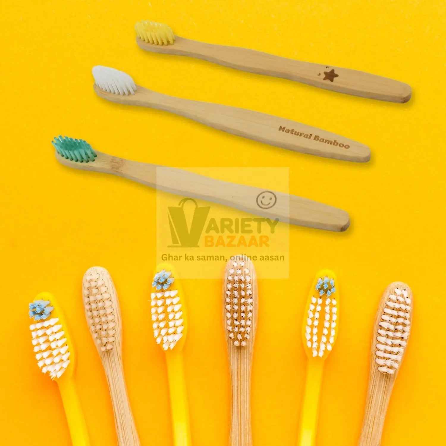 Bamboo Wooden Toothbrush Soft Toothbrush Wooden Child Bamboo Biodegradable Toothbrush, Manual Toothbrush for Adult, Kids (15 pcs set / With Round Box)