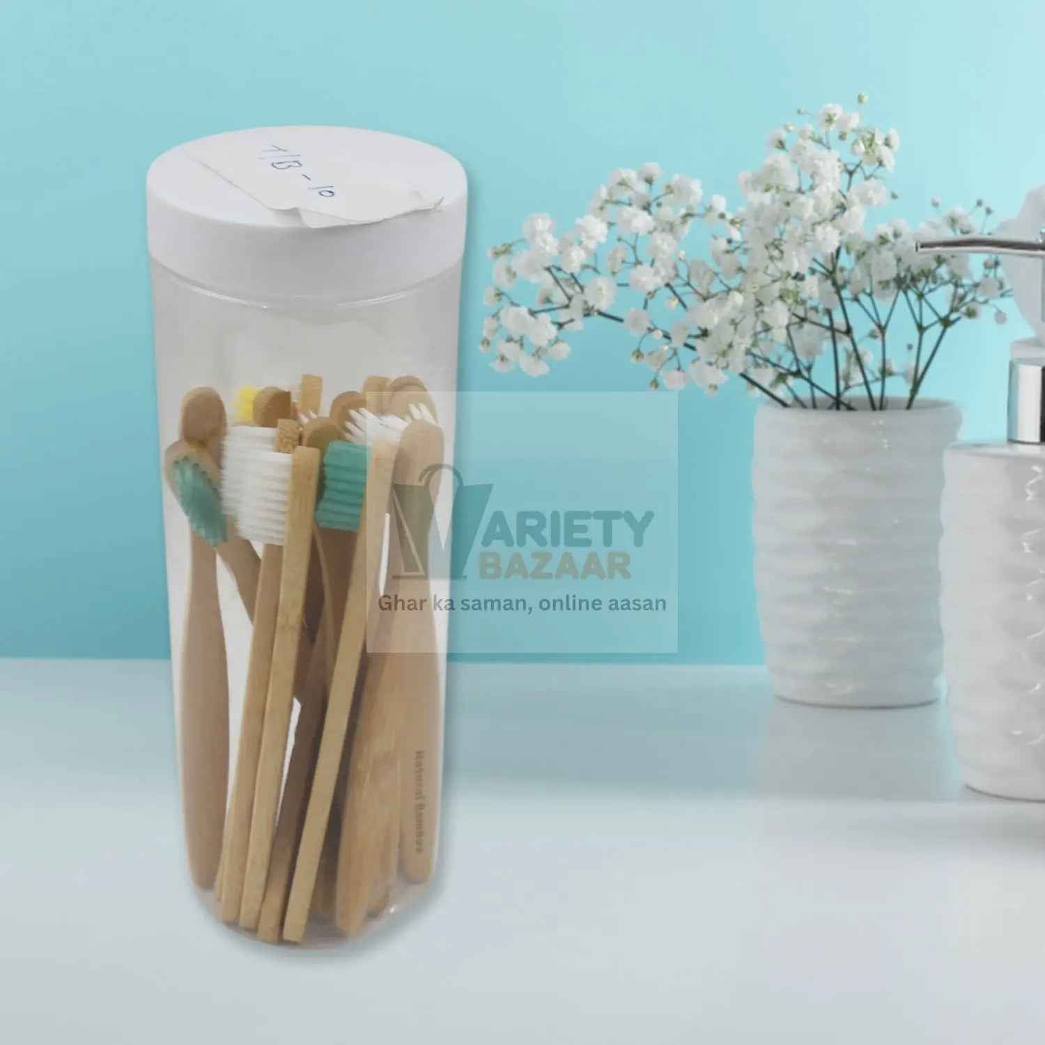 Bamboo Wooden Toothbrush Soft Toothbrush Wooden Child Bamboo Biodegradable Toothbrush, Manual Toothbrush for Adult, Kids (15 pcs set / With Round Box)