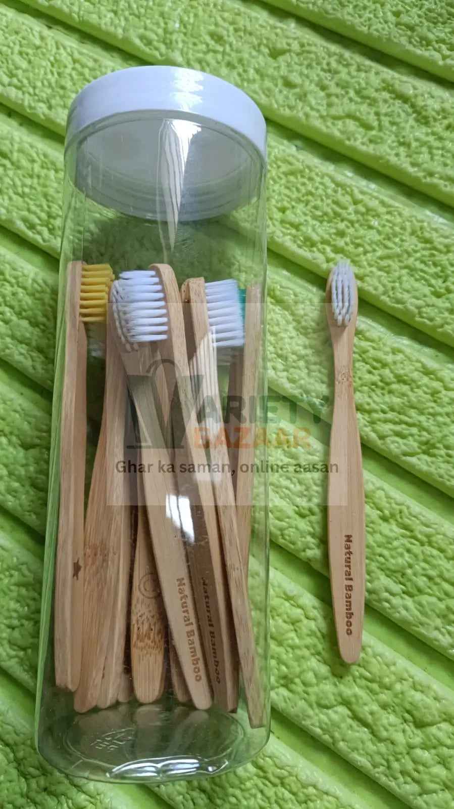 Bamboo Wooden Toothbrush Soft Toothbrush Wooden Child Bamboo Biodegradable Toothbrush, Manual Toothbrush for Adult, Kids (15 pcs set / With Round Box)