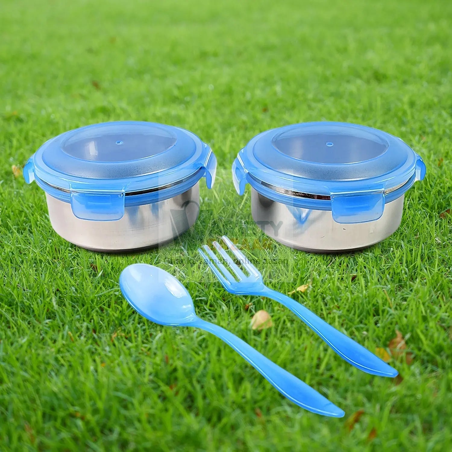 Bite Lunch Box, with Insulated Fabric Lunch Bag & Plastic Spoon, Fork Variety Bazaar