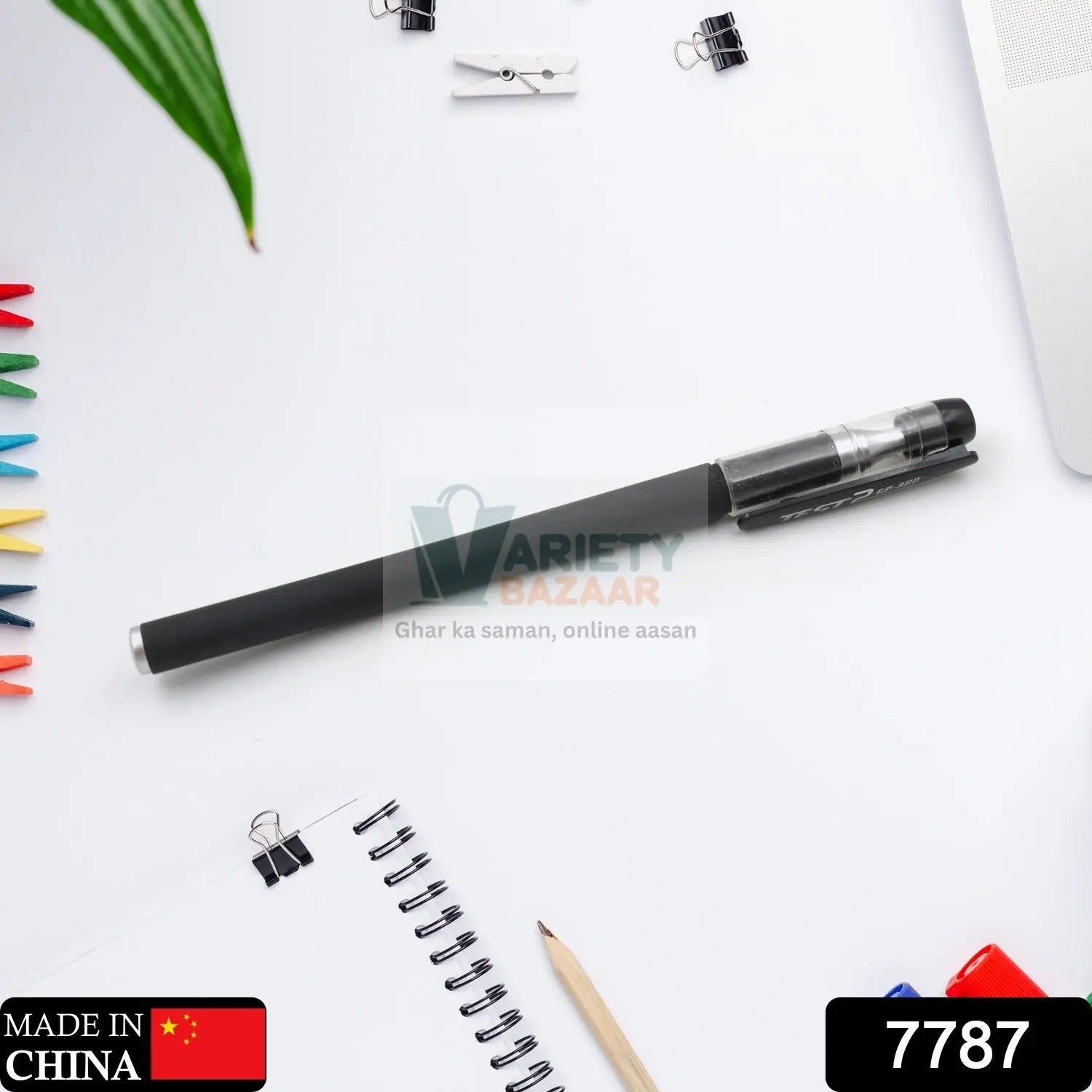 Stylish black gel pen, perfect for writing and highlighting in school or office.