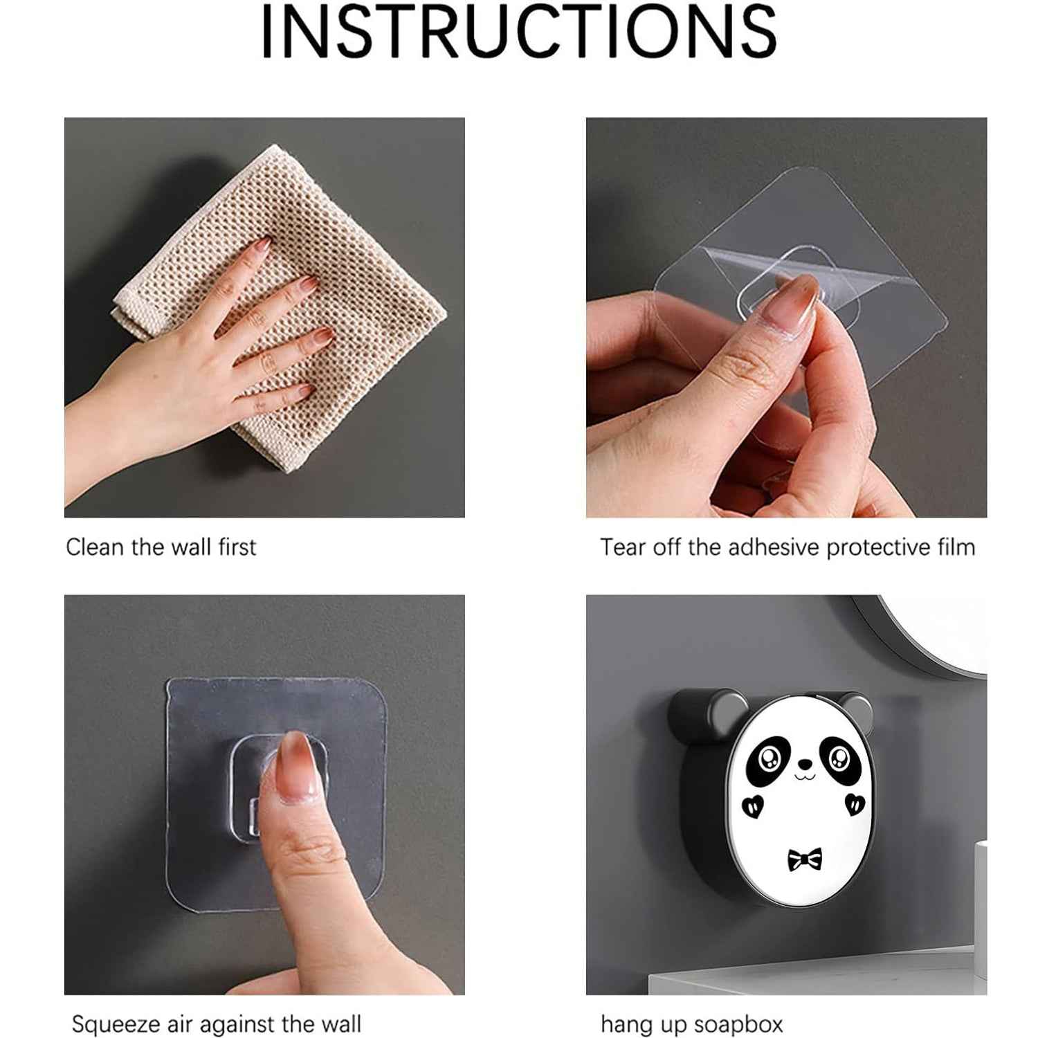 Plastic Cute Panda Soap Box  Wall Mounted Flip-top Drain Soap Case (1 Pc)