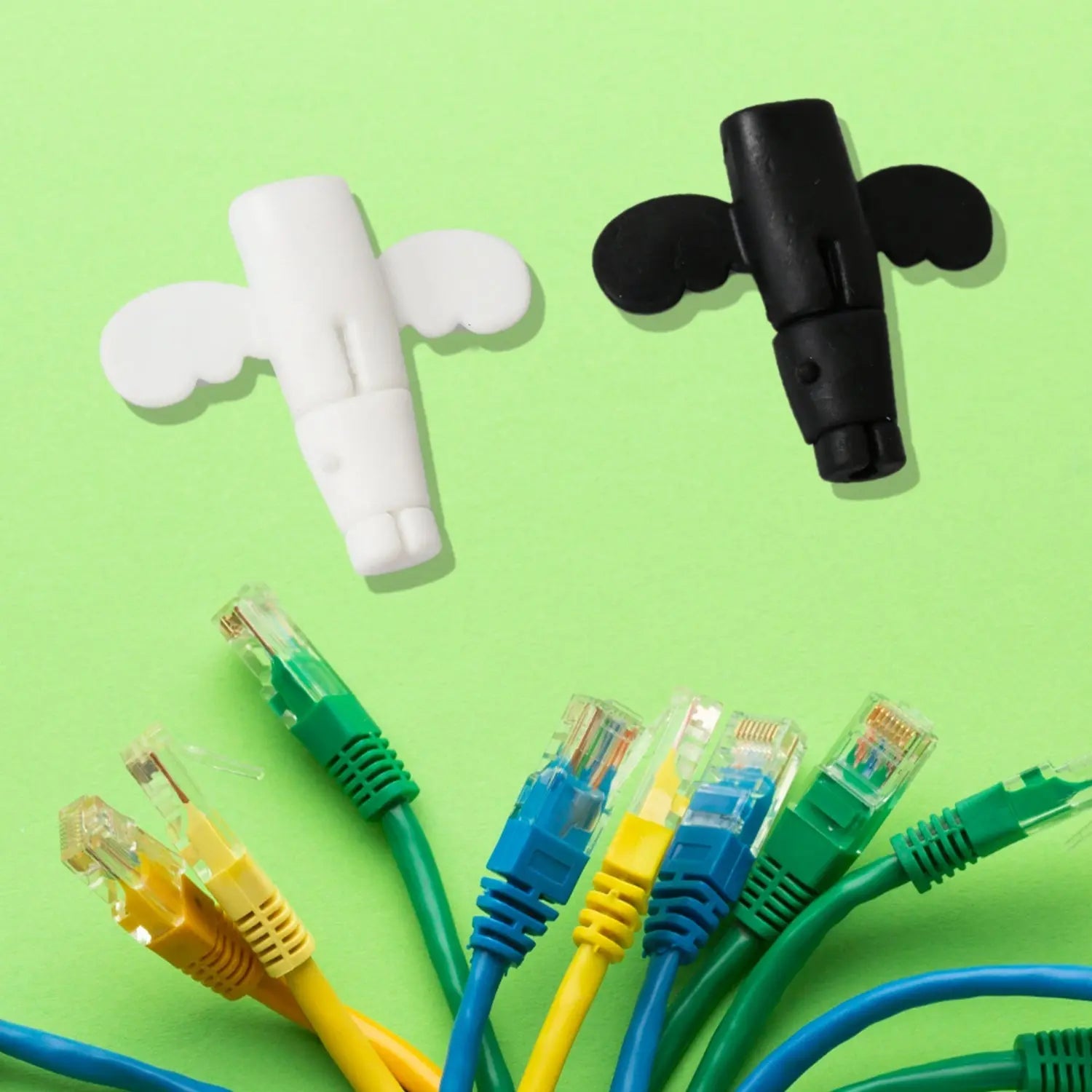 Silicone Data Cable Protector, Angel Data Cable Protective Cover, 2 in 1 Mobile Phone Cord Earphone Cord Saver Storage Tool - varietybazaar.co.in