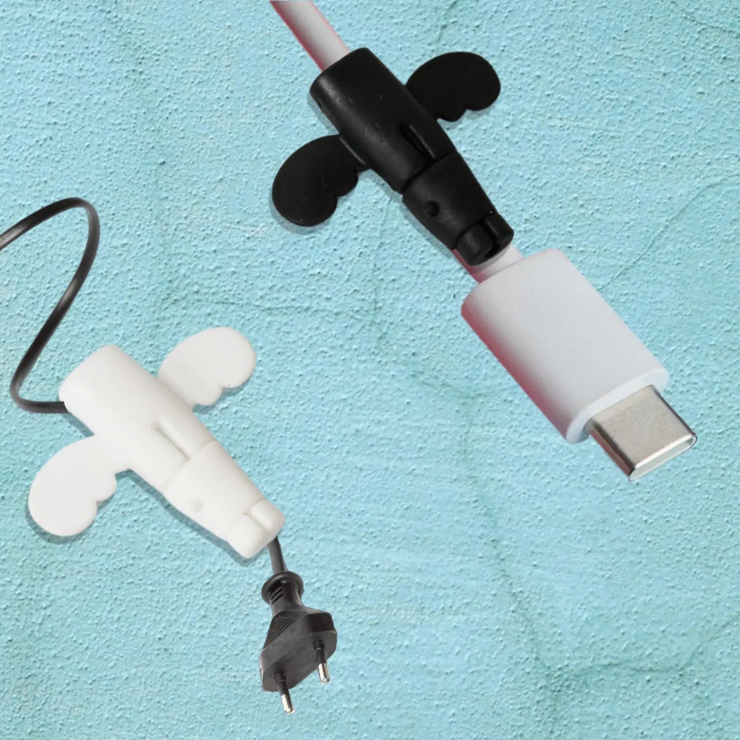 Silicone Data Cable Protector, Angel Data Cable Protective Cover, 2 in 1 Mobile Phone Cord Earphone Cord Saver Storage Tool - varietybazaar.co.in