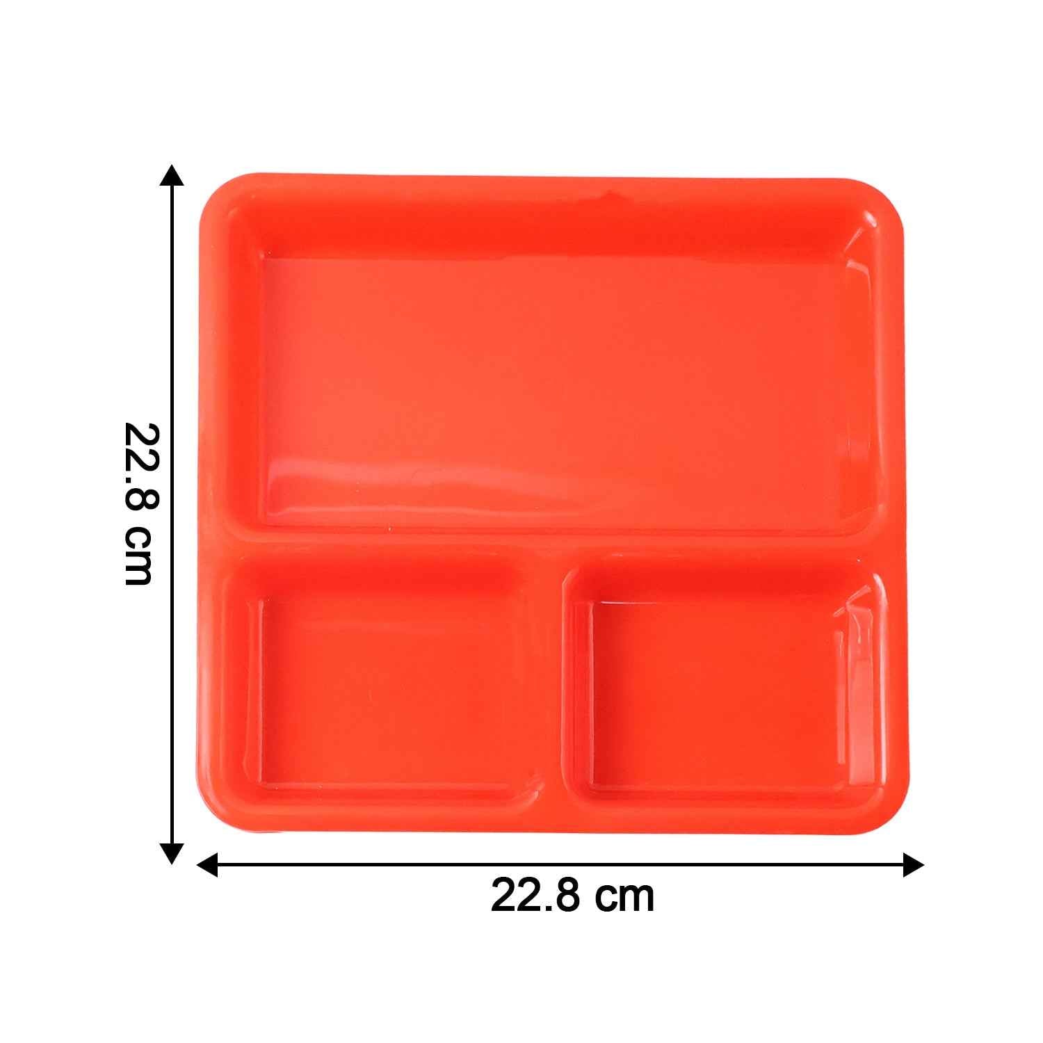Plastic 3-compartment Rectangular Meal Serving Tray  Plates (1 Pc)