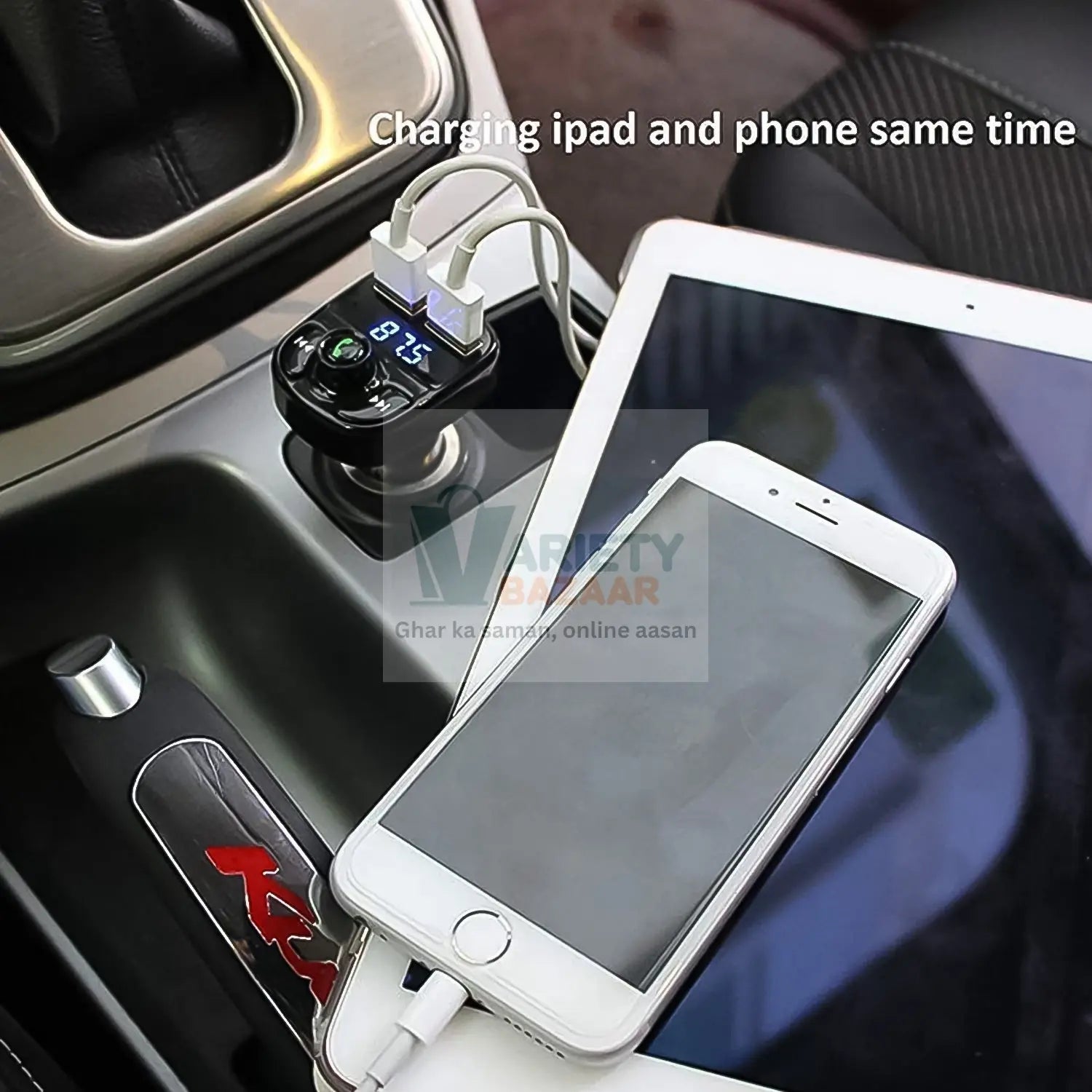 CAR-X8 Bluetooth FM Transmitter Kit with Dual USB Fast Charger Variety Bazaar