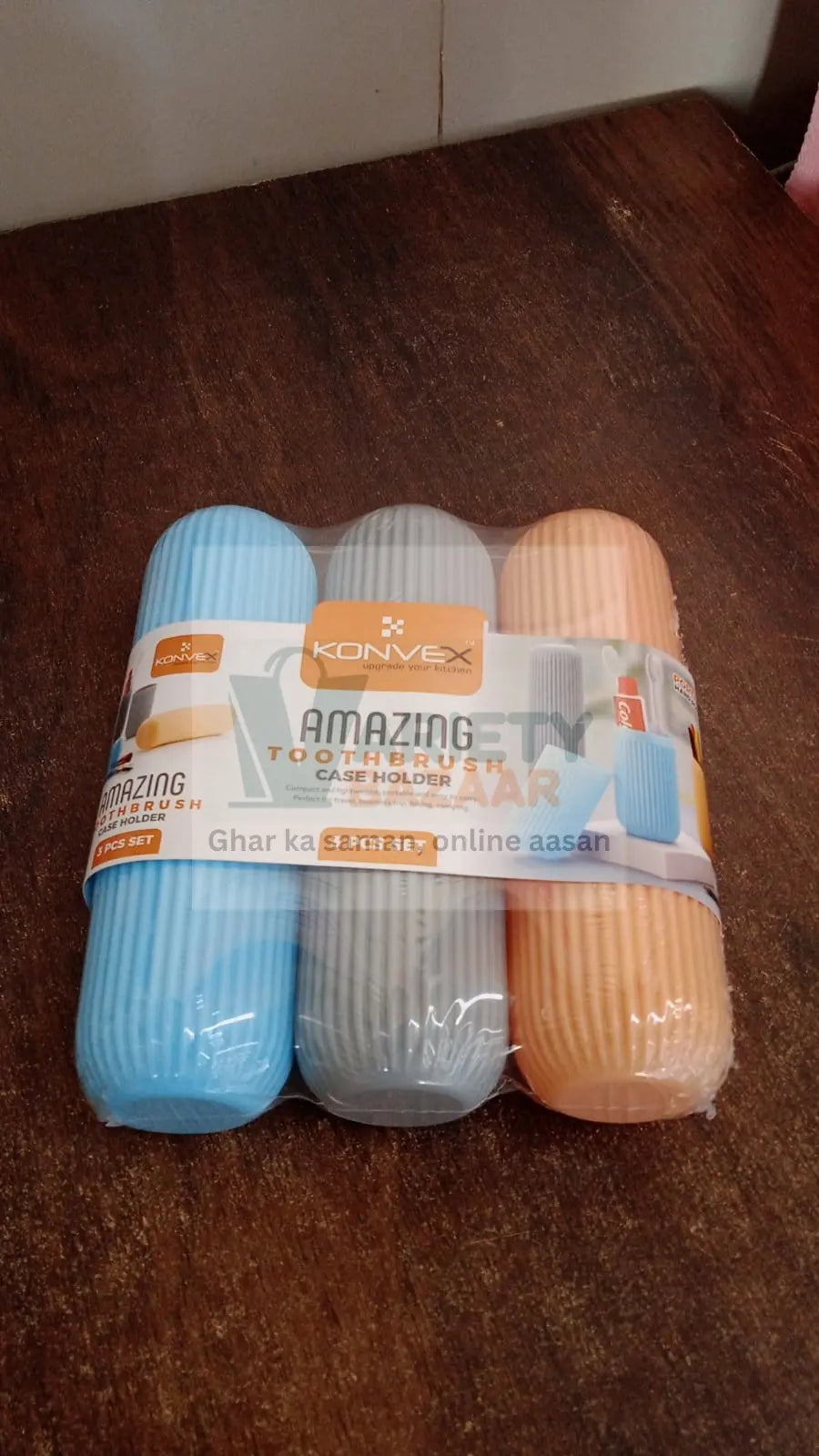 Capsule Shape Travel Toothbrush Toothpaste Case Holder (Multicolor / 3 Pcs Set) Variety Bazaar