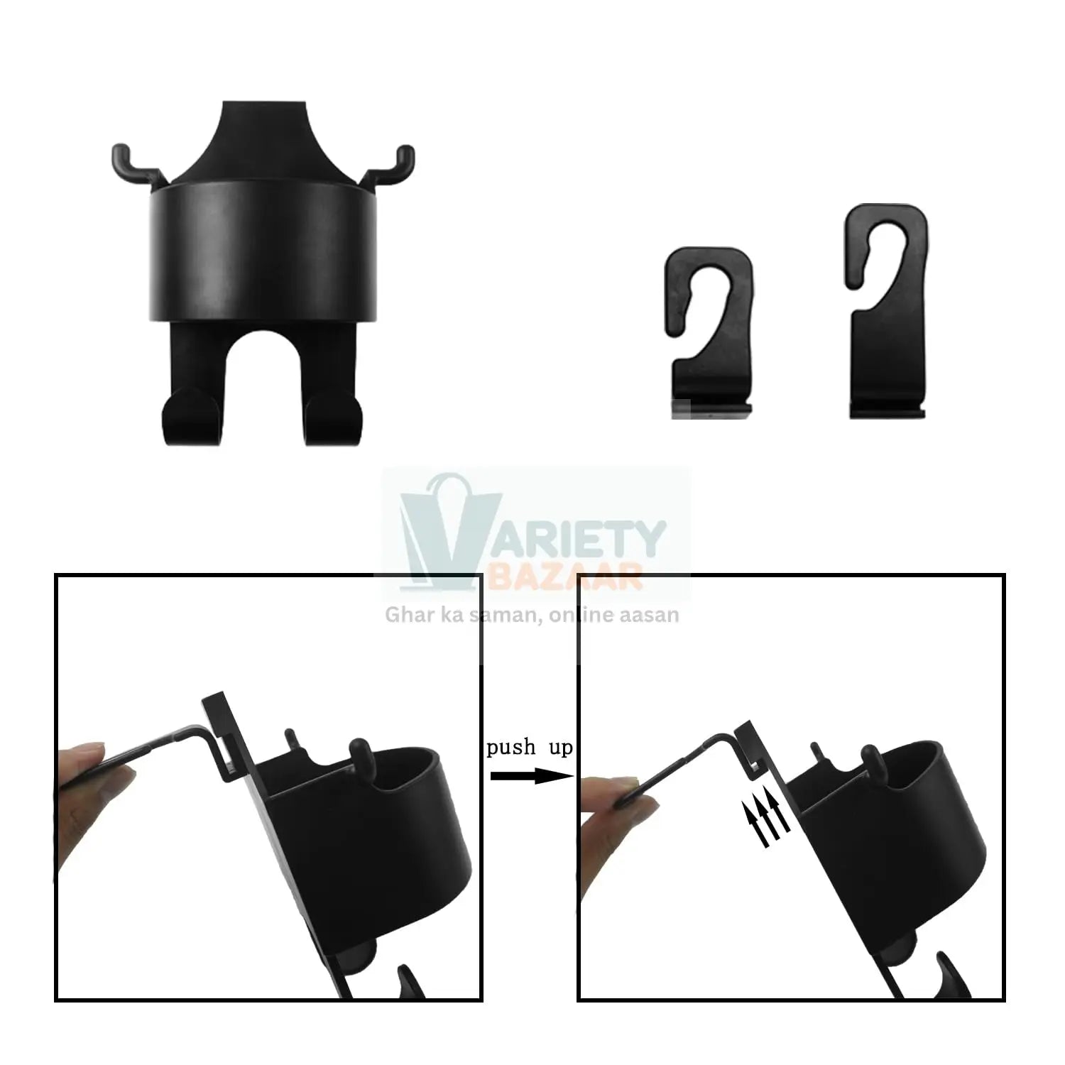 Car Headrest Backseat Organizer, 3 in 1 Automotive Cell Phone Drink cupholder Adapter with Headrest Hooks for Kids and Adults, Multifunctional Storage for Car Travel Accessories Variety Bazaar
