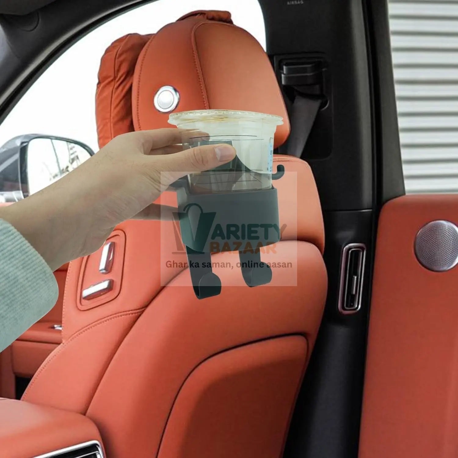 Car Headrest Backseat Organizer, 3 in 1 Automotive Cell Phone Drink cupholder Adapter with Headrest Hooks for Kids and Adults, Multifunctional Storage for Car Travel Accessories Variety Bazaar