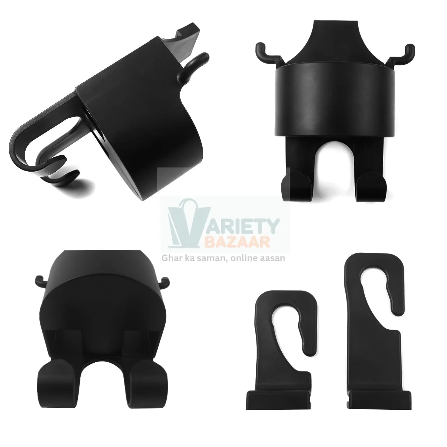 Car Headrest Backseat Organizer, 3 in 1 Automotive Cell Phone Drink cupholder Adapter with Headrest Hooks for Kids and Adults, Multifunctional Storage for Car Travel Accessories Variety Bazaar