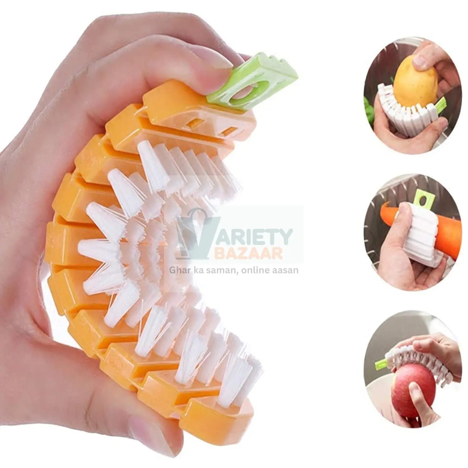 Carrot-Shaped Non-Toxic Vegetable Scrubbing Brush for Fruits & Veggies Variety Bazaar