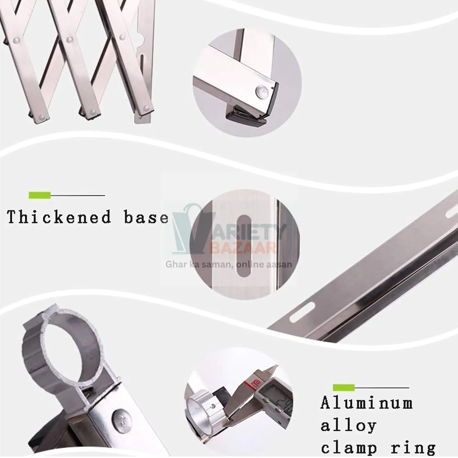 Clothes Rail Rack Clothes Drying Racks, Airer Clothes Drying Rack Wall Mounted Clotheshorse Clothes Airer Washing Cloth Line Extendable Fold Towel Rack Bar for Bathroom Indoor Outdoor Variety Bazaar