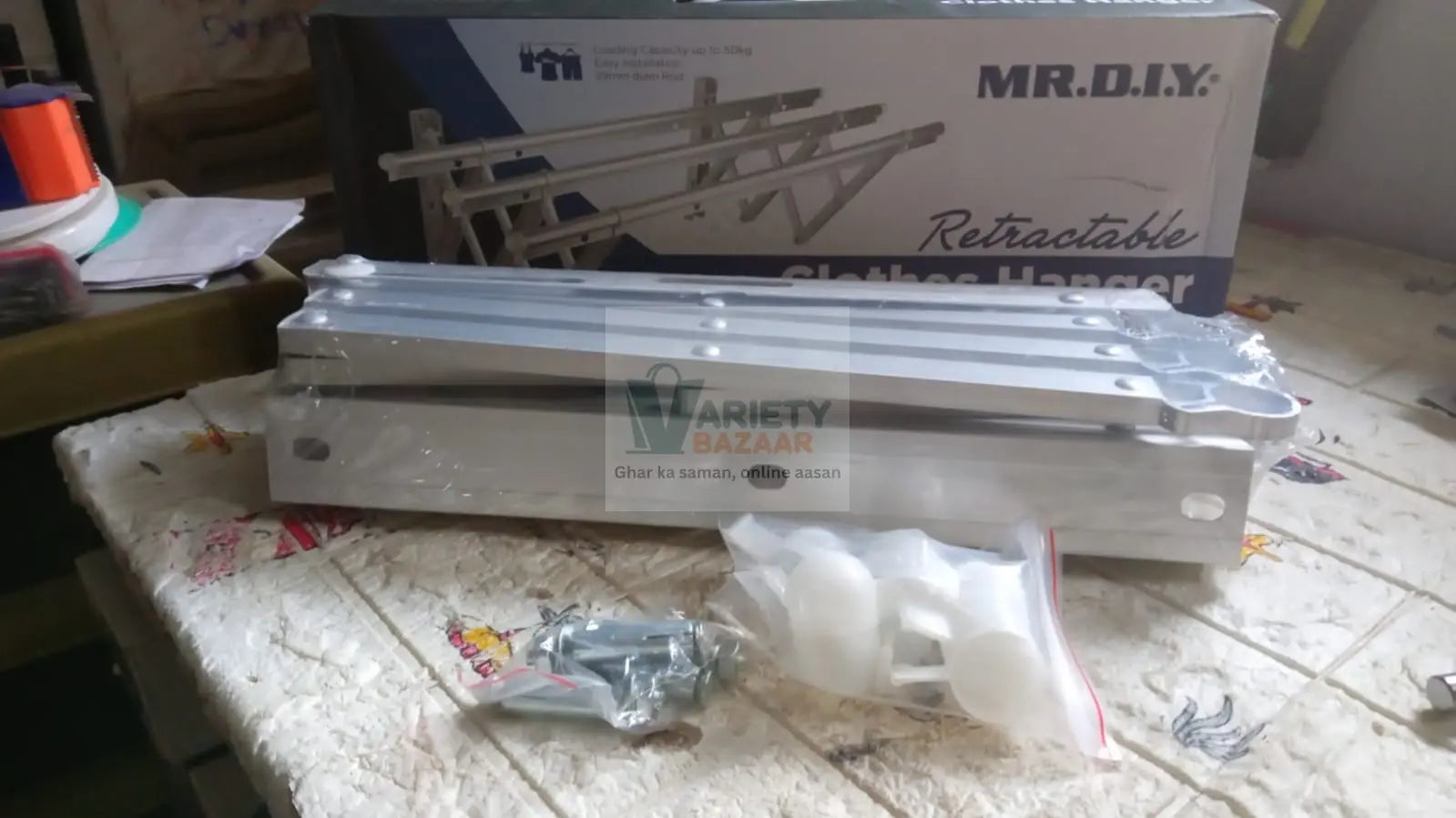 Clothes Rail Rack Clothes Drying Racks, Airer Clothes Drying Rack Wall Mounted Clotheshorse Clothes Airer Washing Cloth Line Extendable Fold Towel Rack Bar for Bathroom Indoor Outdoor Variety Bazaar