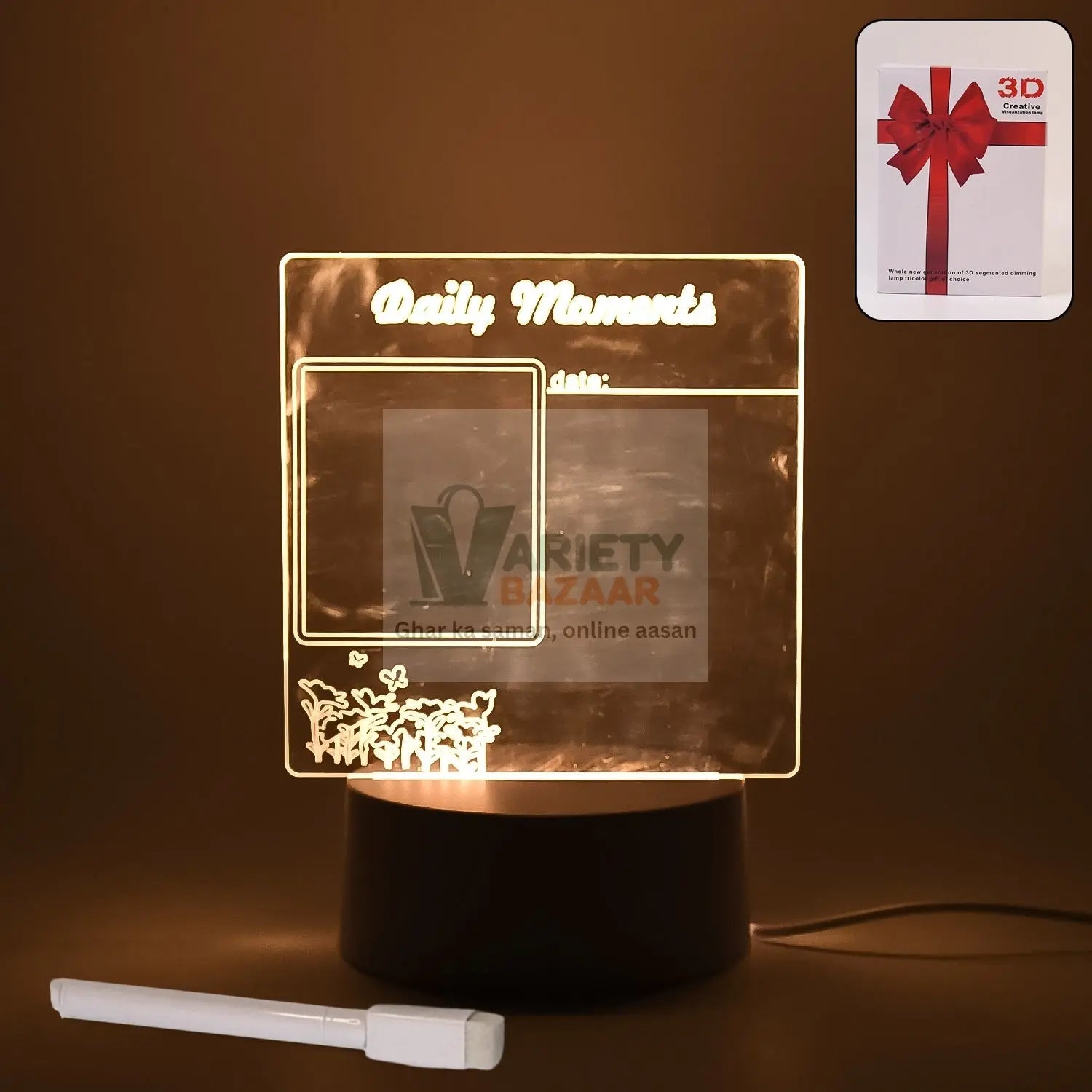 Creative Visualization Lamp 3 D Acrylic Decorative Lamp (1 Pc) Variety Bazaar