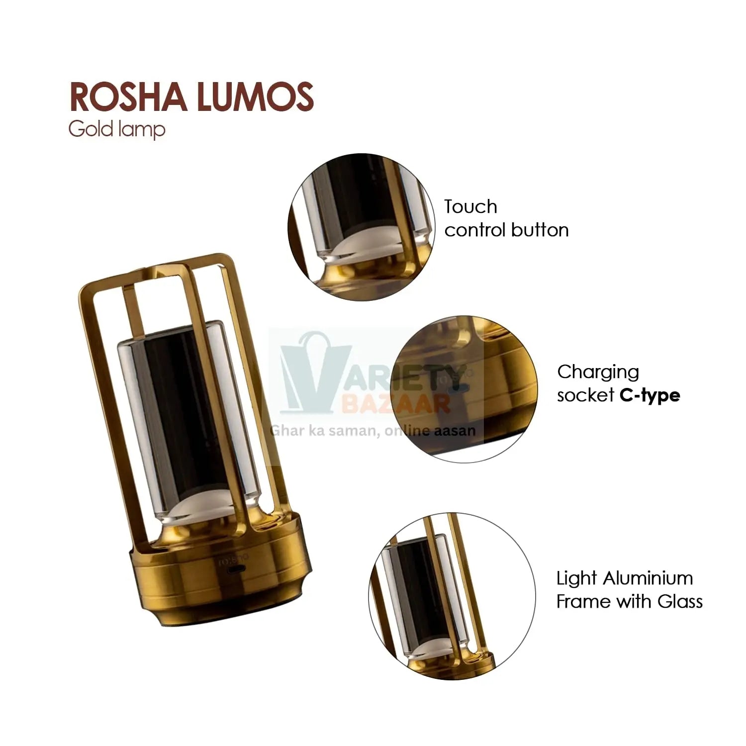 Crystal Lantern Lamp, Crystal Lantern Table Lamp, 3 Colors Rechargeable Cordless Led Lights for Restaurant / Bedroom Lights (1 Pc) Variety Bazaar