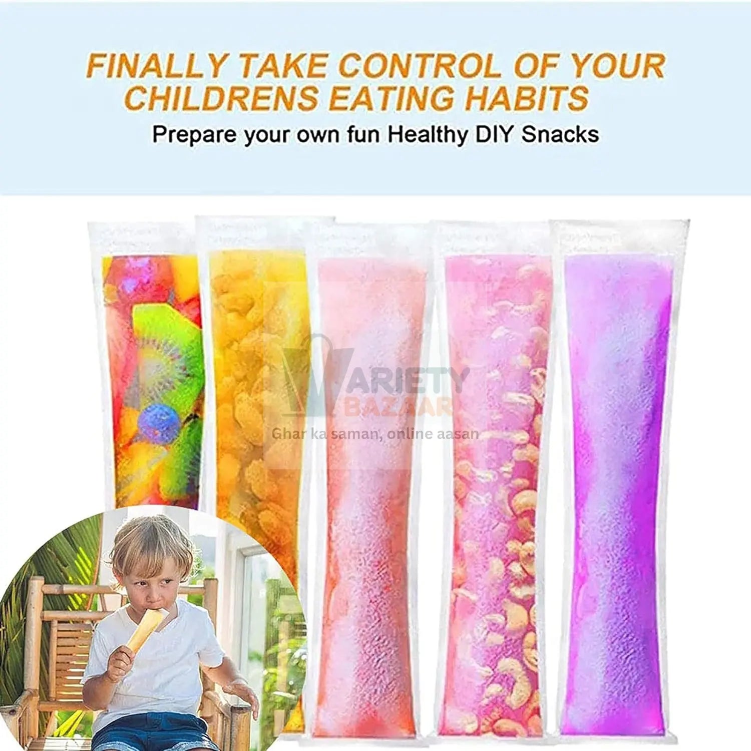 DIY Manual Popsicle Maker – Reusable Ice Cream Mold (Approx 20 Pcs Packing Bag) Variety Bazaar