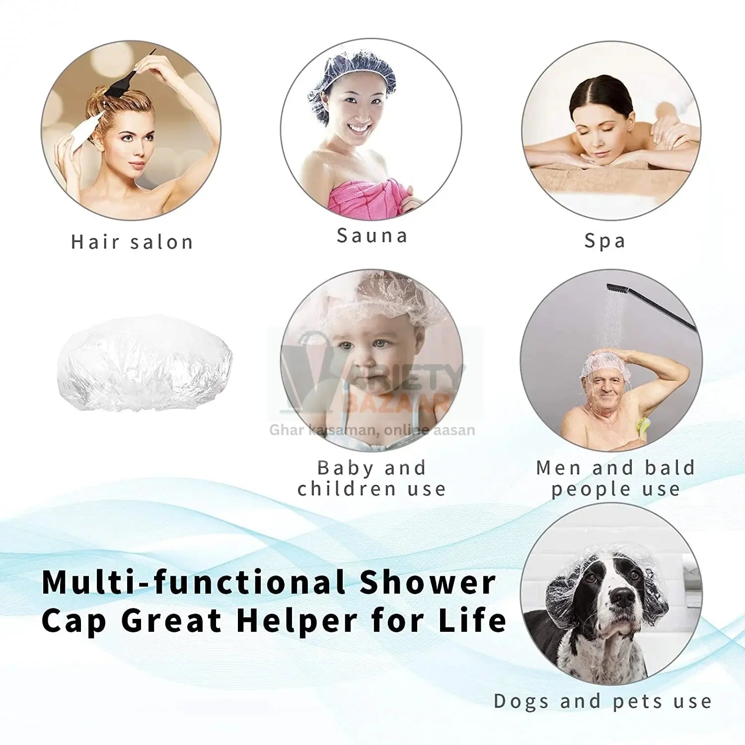 Disposable Shower Caps for Women (1 Pc) Variety Bazaar