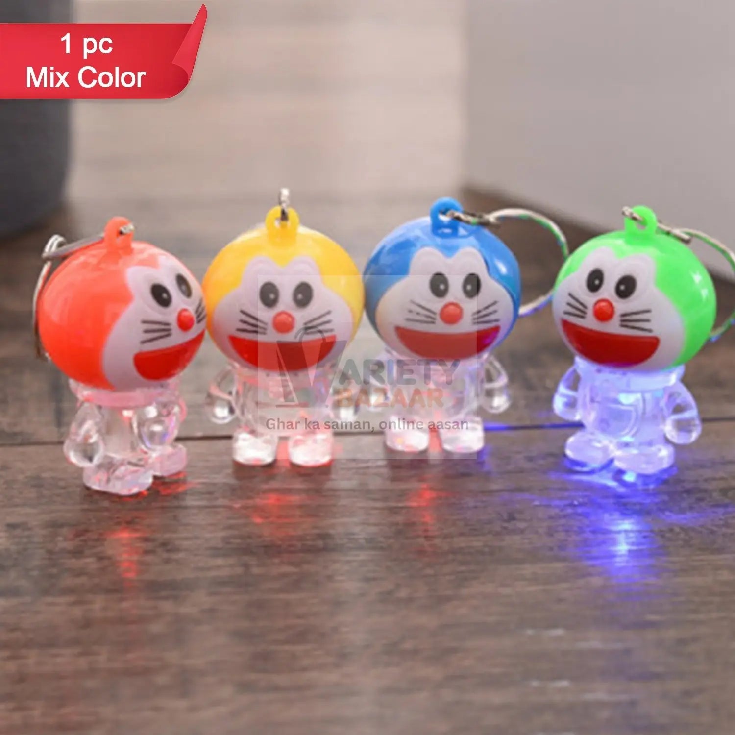 Doremon lightning keychain, 2 colored lightning keychain (1 pc) Variety Bazaar