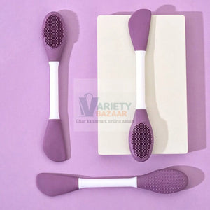 Double-Headed Silicone Mask Brush – Facial Cleansing & Mask Application Tool (1 Pc) Variety Bazaar