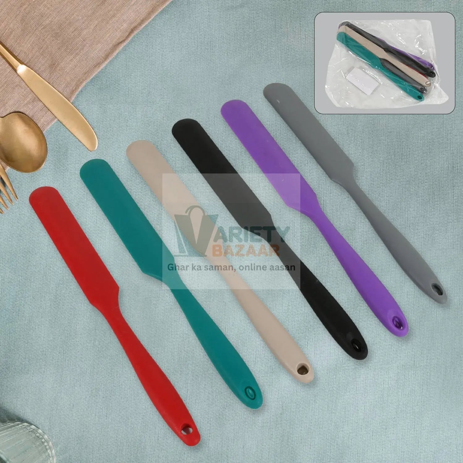 Dough Scraper Silicone Cake Spatula Non-Stick Butter Scraper Cake Mixer Ice Cream Scraper Kitchen Pastry Baking Supplies Spatula Silicone (6 Pcs Set / 25 CM) travel sahayak