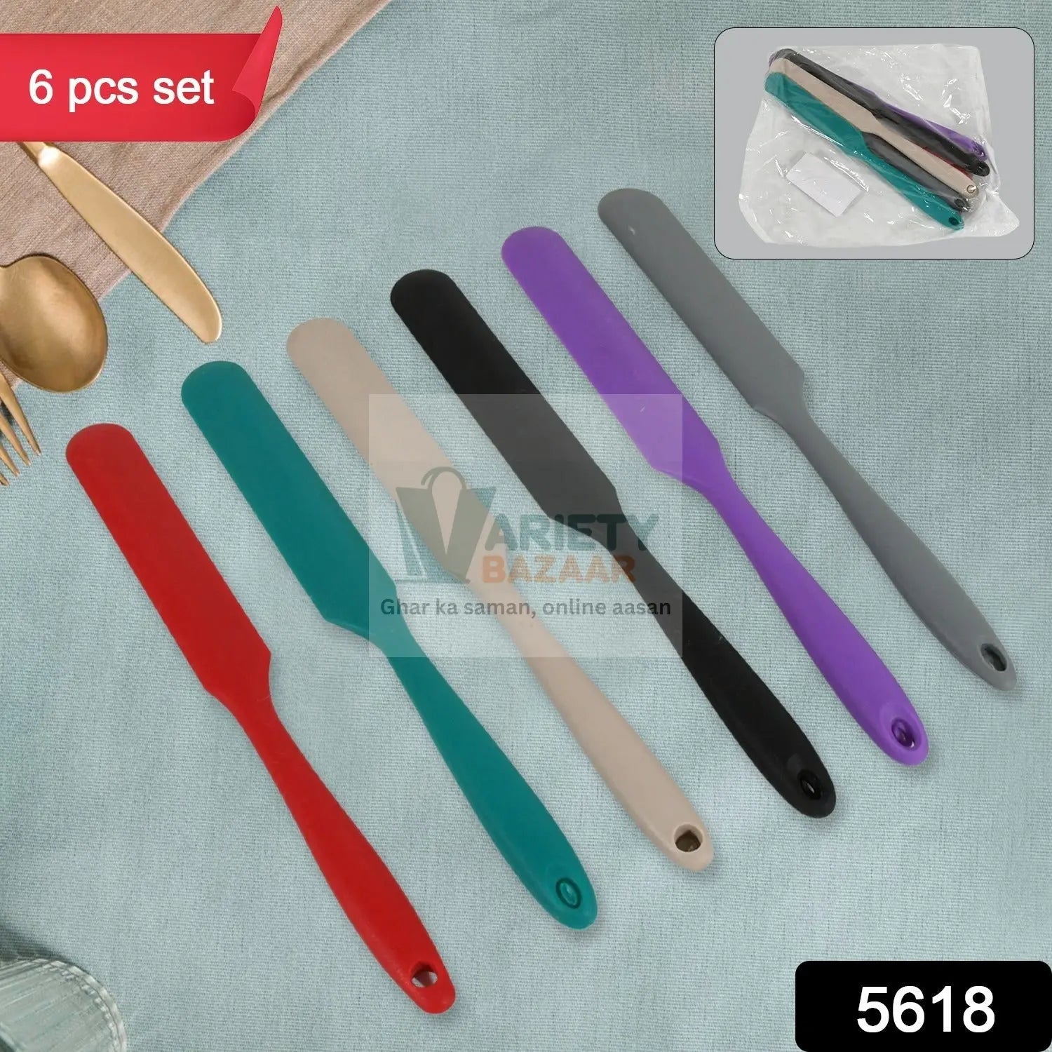 Dough Scraper Silicone Cake Spatula Non-Stick Butter Scraper Cake Mixer Ice Cream Scraper Kitchen Pastry Baking Supplies Spatula Silicone (6 Pcs Set / 25 CM) travel sahayak