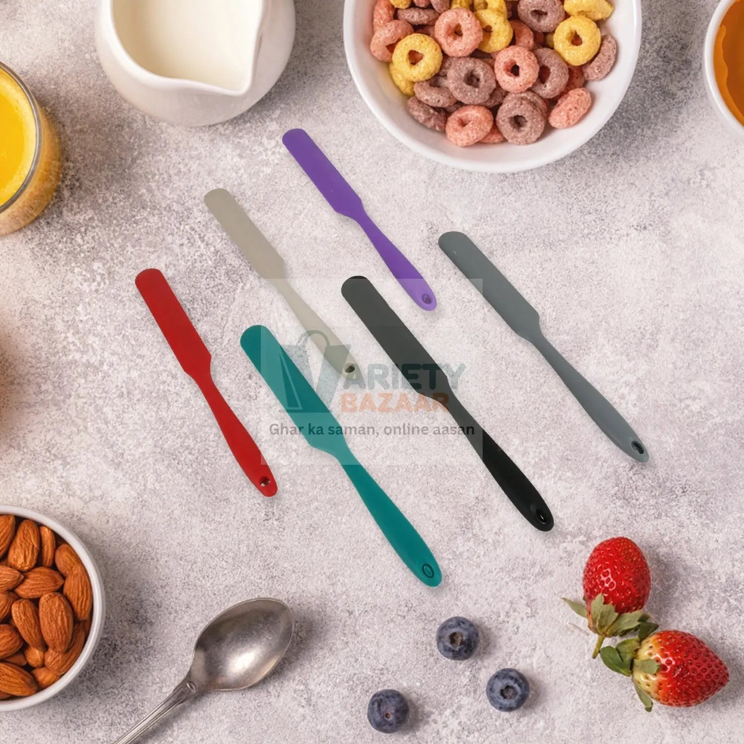 Dough Scraper Silicone Cake Spatula Non-Stick Butter Scraper Cake Mixer Ice Cream Scraper Kitchen Pastry Baking Supplies Spatula Silicone (6 Pcs Set / 25 CM) travel sahayak