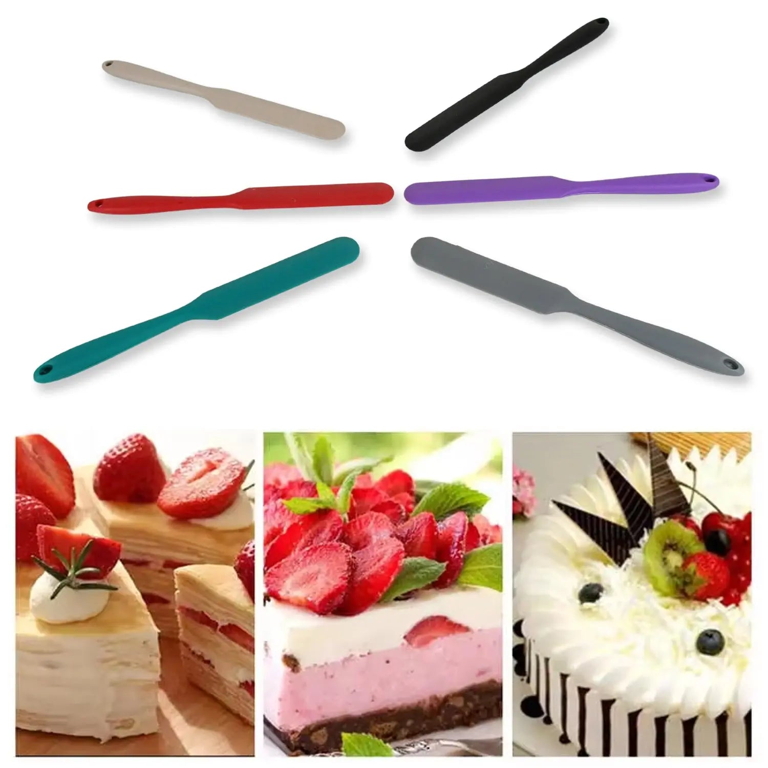 Dough Scraper Silicone Cake Spatula Non-Stick Butter Scraper Cake Mixer Ice Cream Scraper Kitchen Pastry Baking Supplies Spatula Silicone (6 Pcs Set / 25 CM) travel sahayak