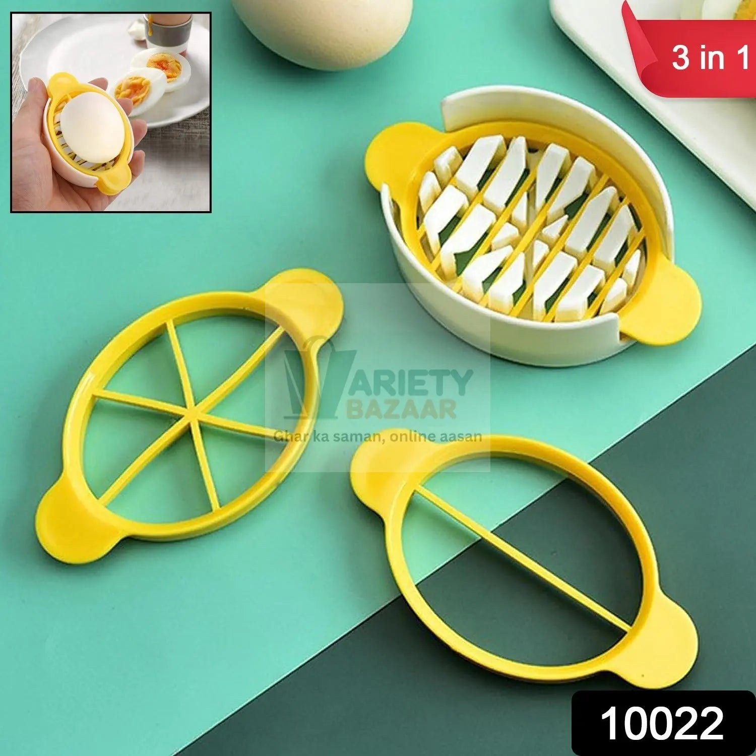 Egg Slicer, 3 in 1 Boiled Egg Slicer, Egg Slicer, Preserved Egg Slicer, Home Restaurant Kitchen Tool (1 Pc) Variety Bazaar