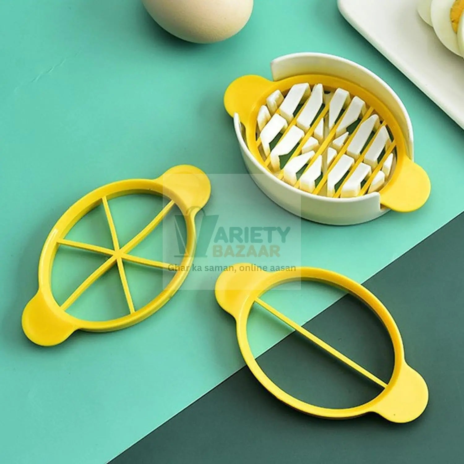 Egg Slicer, 3 in 1 Boiled Egg Slicer, Egg Slicer, Preserved Egg Slicer, Home Restaurant Kitchen Tool (1 Pc) Variety Bazaar