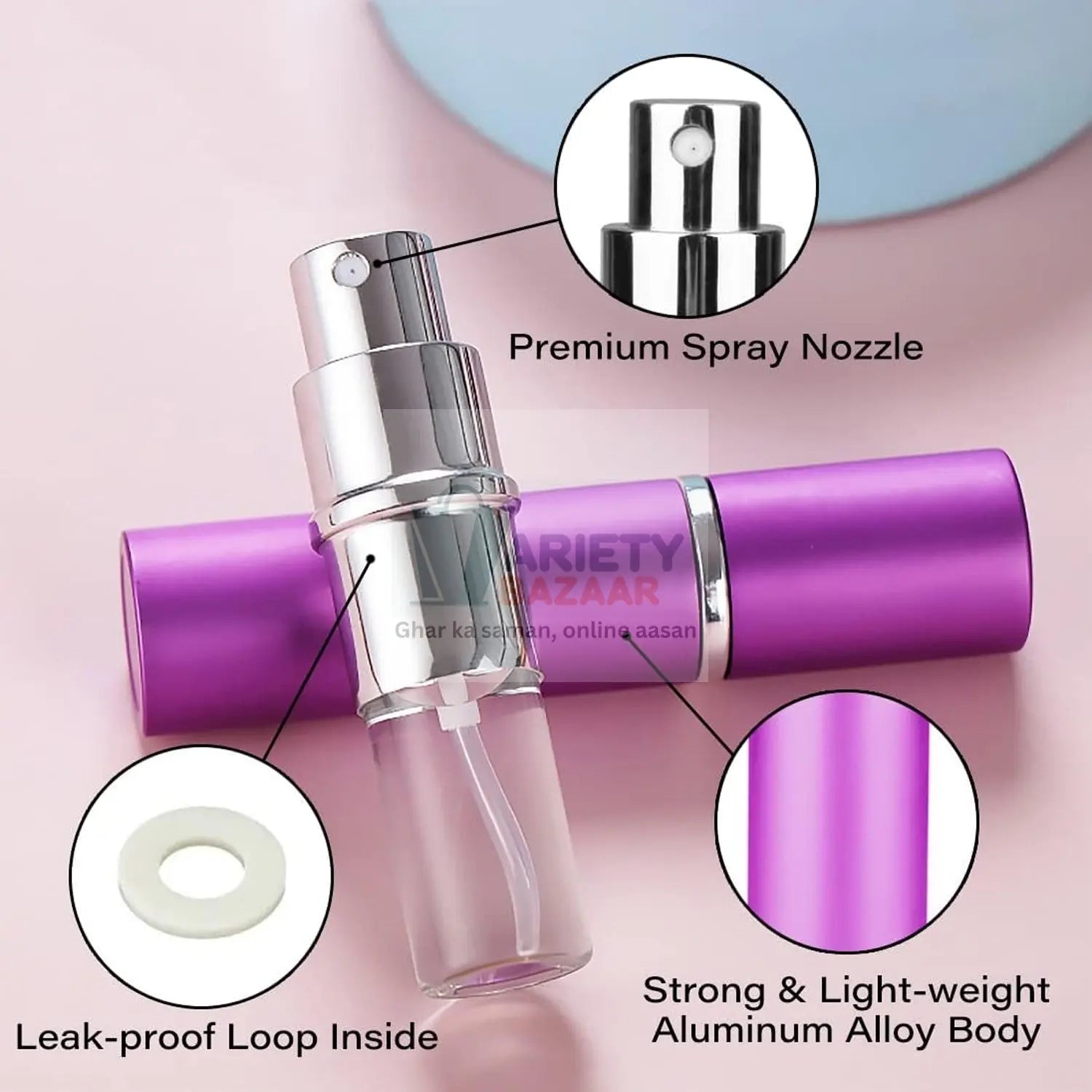 Empty Spray / Perfume Bottle Refillable Fine Mist Perfume For Sanitizer Travel Beauty Makeup Perfume filler (1 Pc) Variety Bazaar