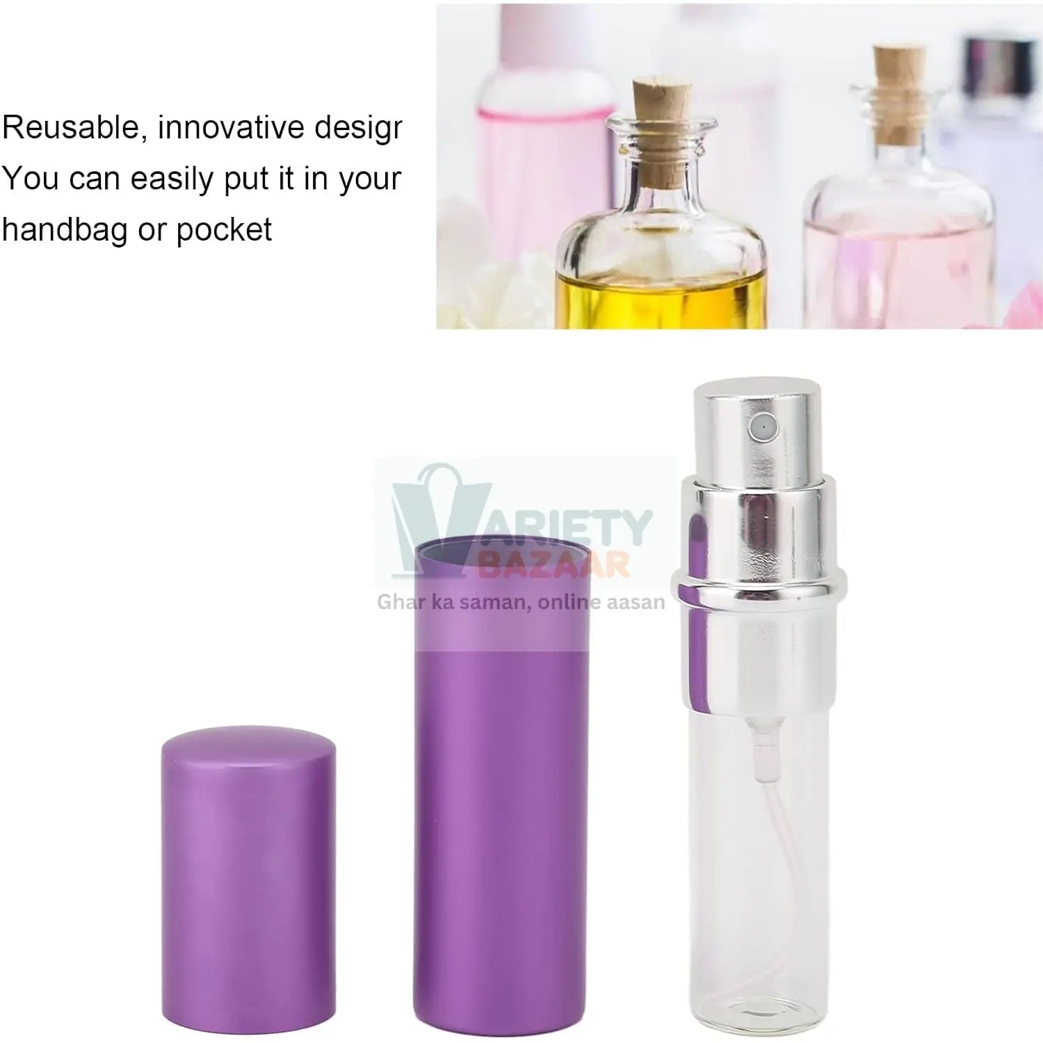 Empty Spray / Perfume Bottle Refillable Fine Mist Perfume For Sanitizer Travel Beauty Makeup Perfume filler (1 Pc) Variety Bazaar