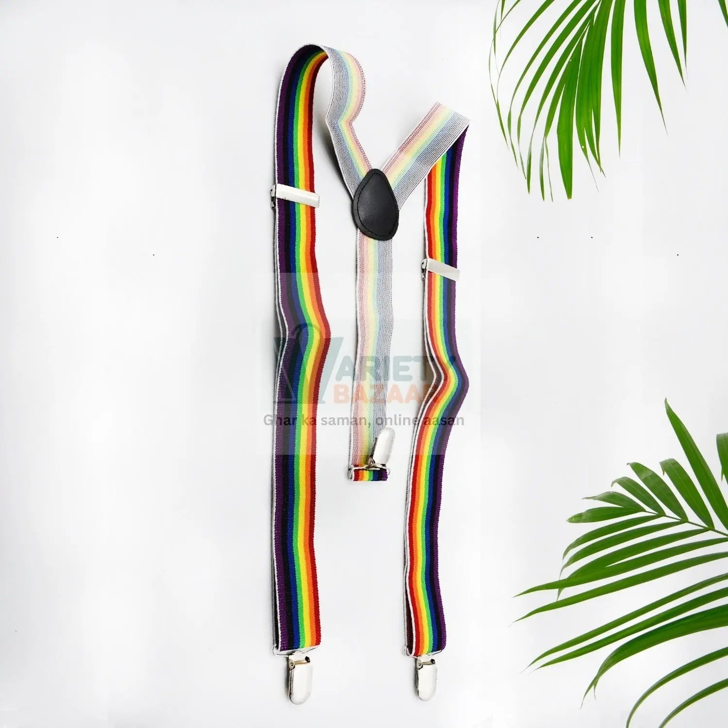 Men's elastic suspenders with button design and Y-back, mix of colors, available in regular and tall sizes.
