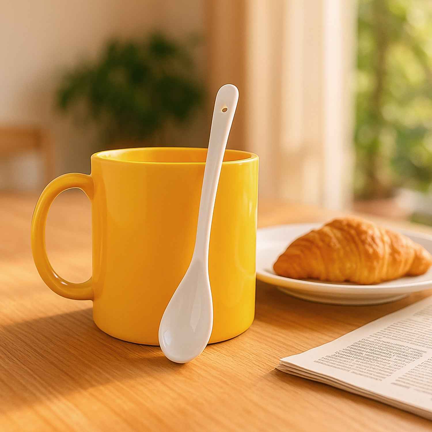 Elegant Ceramic Mug With Matching Spoon