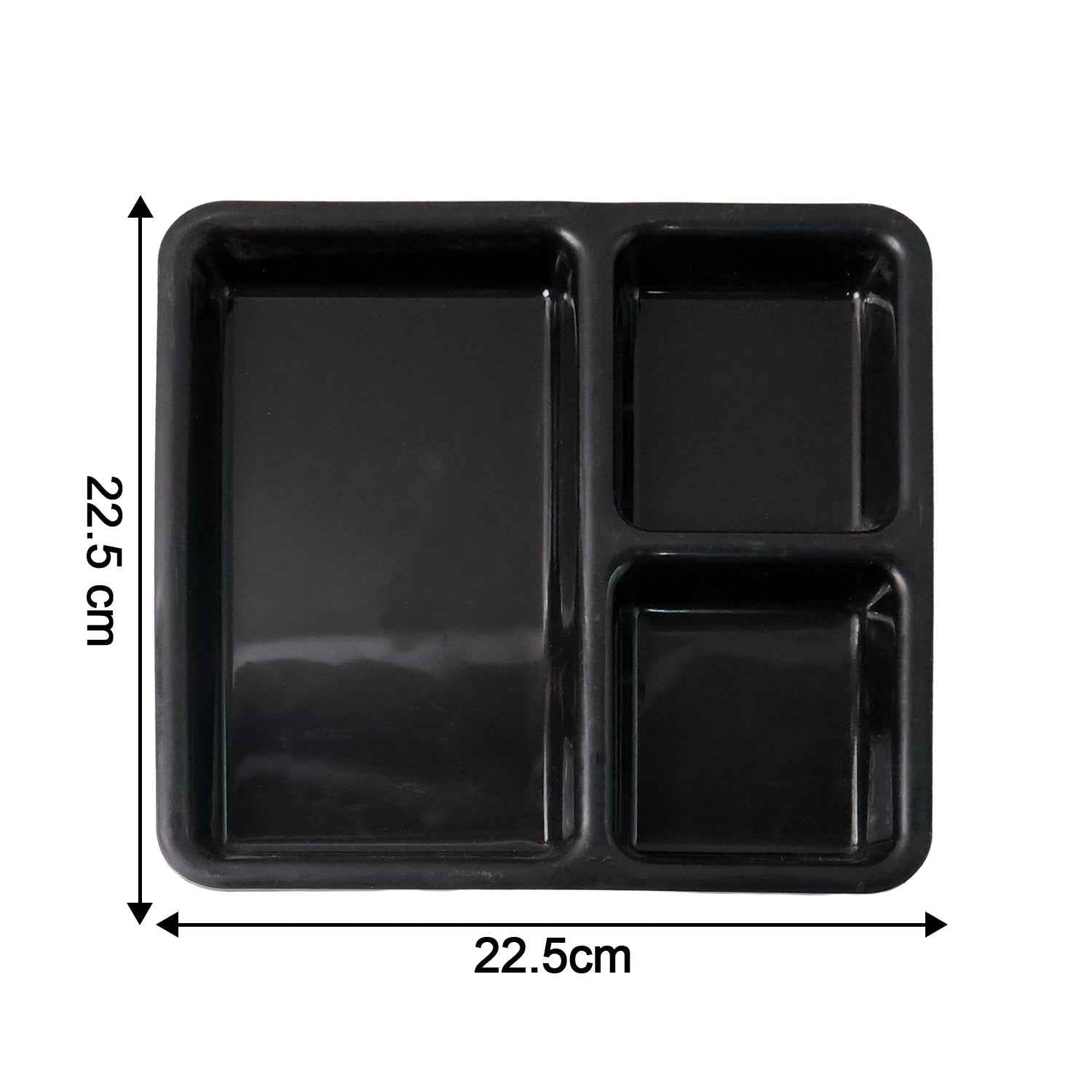 Plastic Multi-compartment Meal Serving Tray  3-section Rectangular Dining Plate (1 Pc  Black)