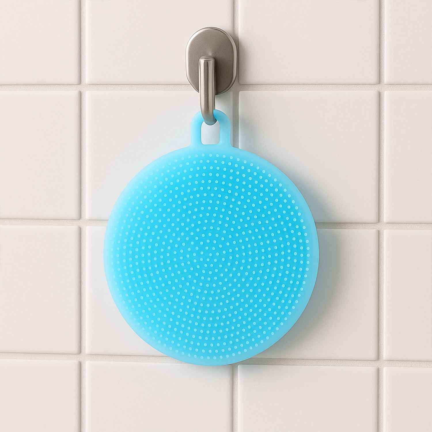 Sky Blue Silicone Dish Scrubber Sponge Mildew Free Non Stick Heat Resistant