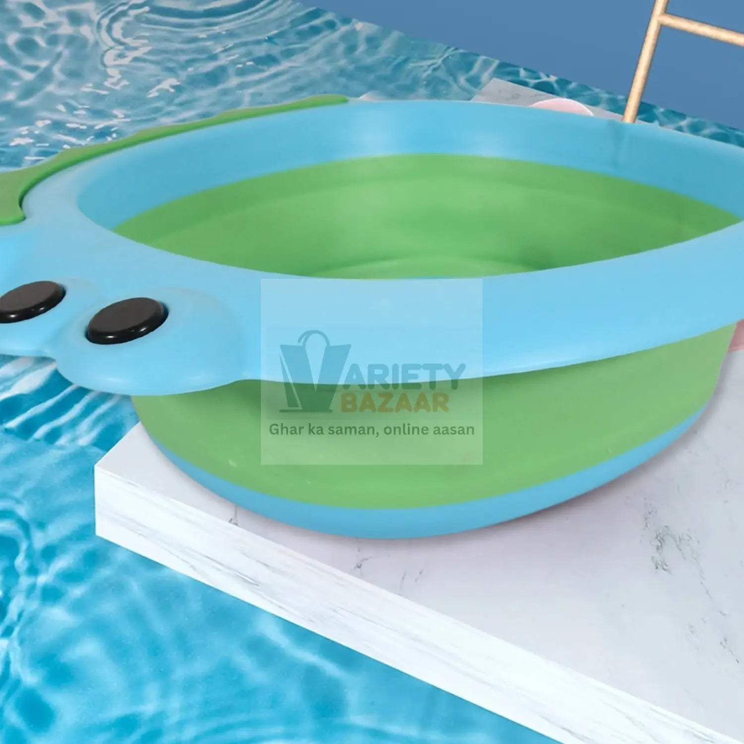 Frog Shape Foldable Baby Wash Basin, Space-Saving Lightweight Face Washing Tub (33×31cm / 1 Pc) Variety Bazaar