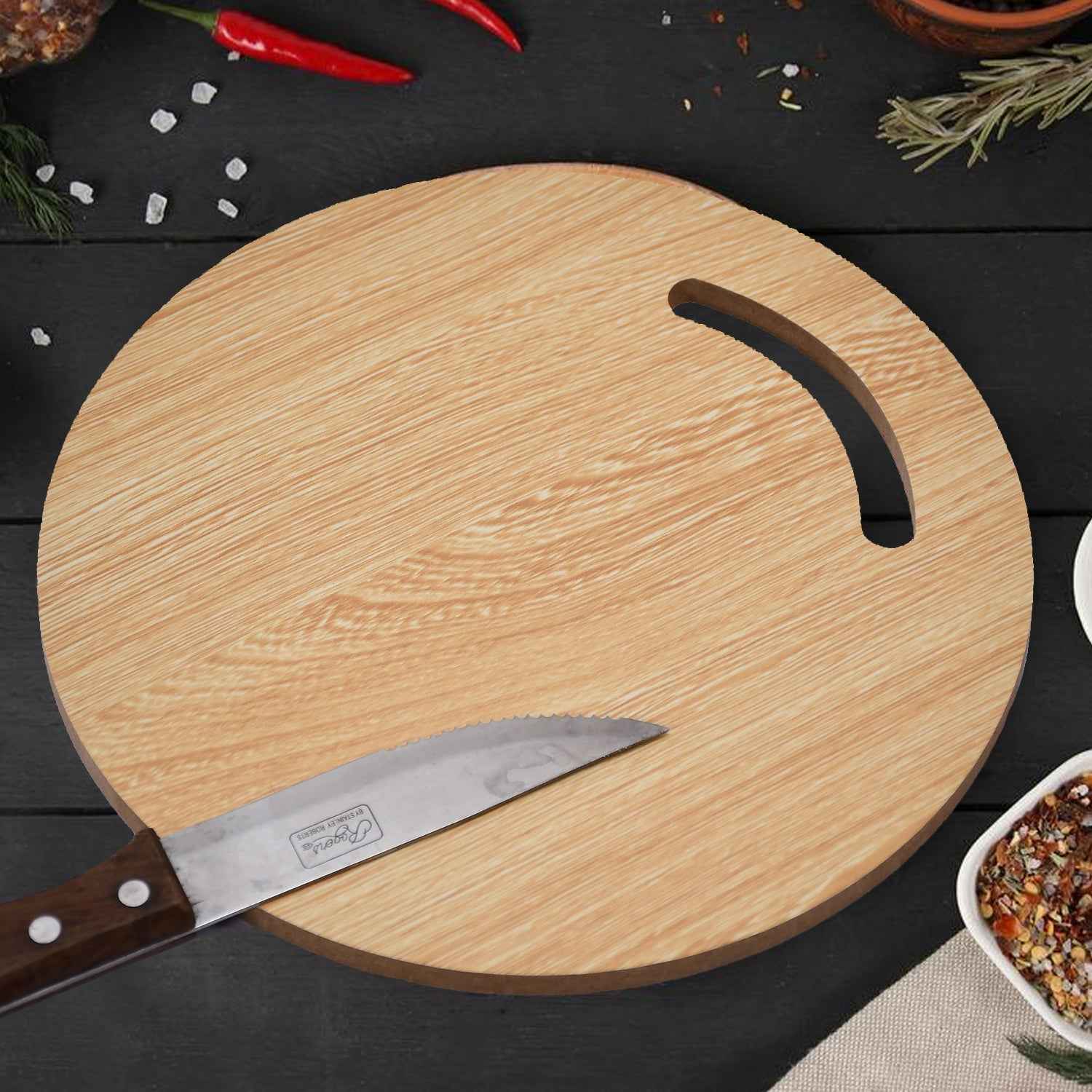 7123 Wooden Round Chopping Board  For Chopping Fruit  Vegetable
