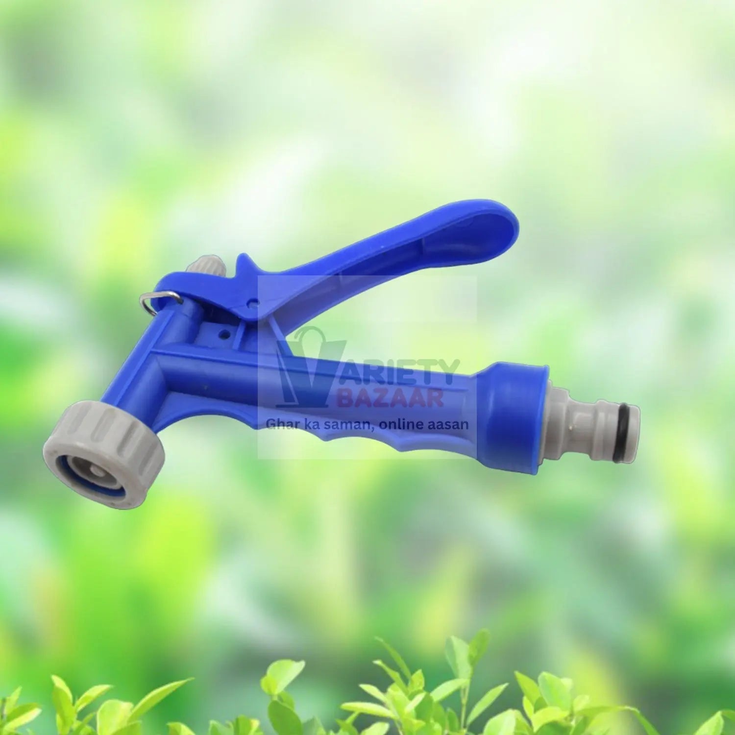 Adjustable garden hose nozzle for different watering purposes.