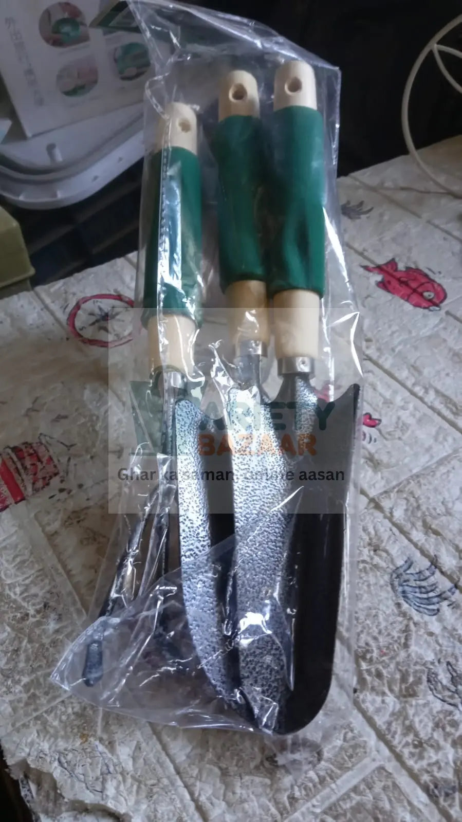 Gardening Tools - Hand Cultivator, Trowel, Heavy Duty with Ergonomic Wooden Handle for Transplanting and Digging (3 Pcs Set) Variety Bazaar