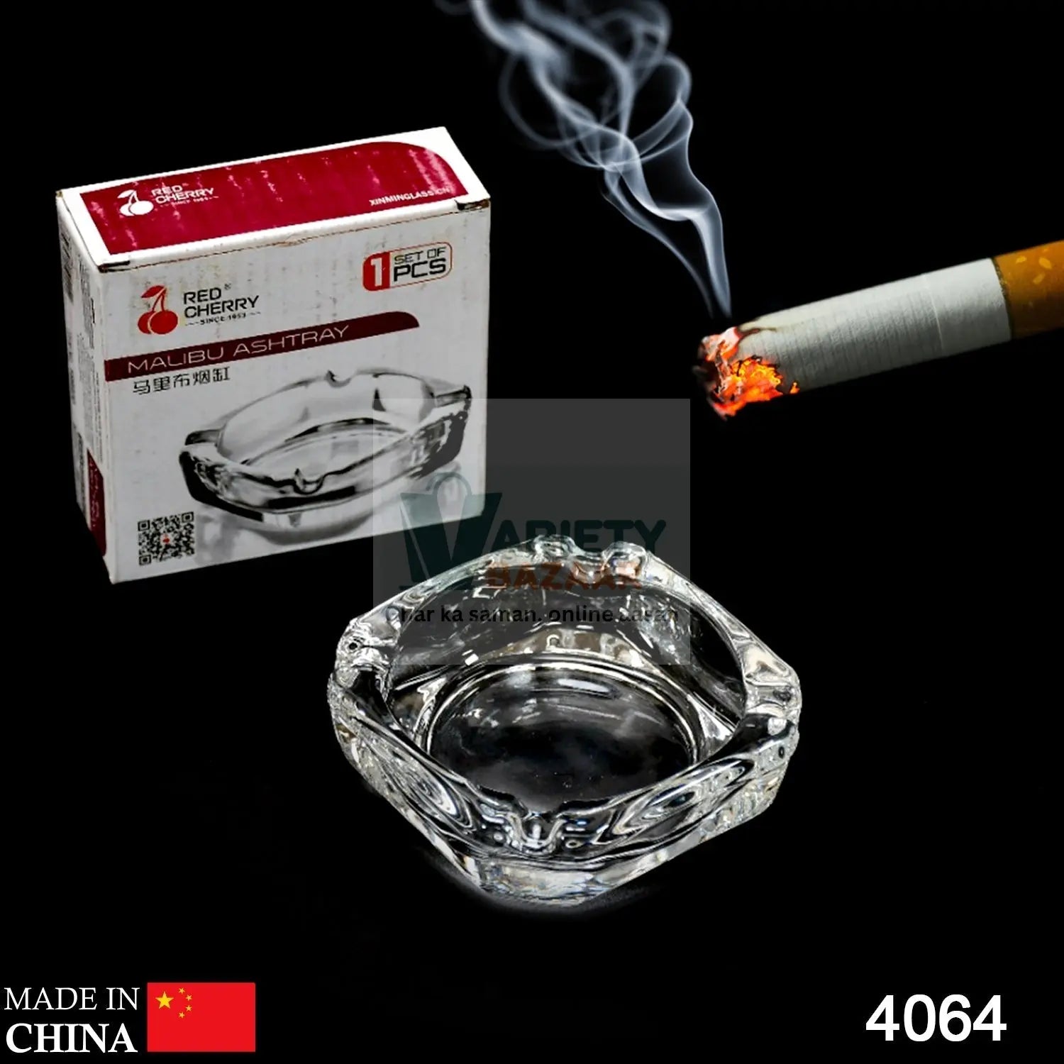 Round glass ashtray for office use