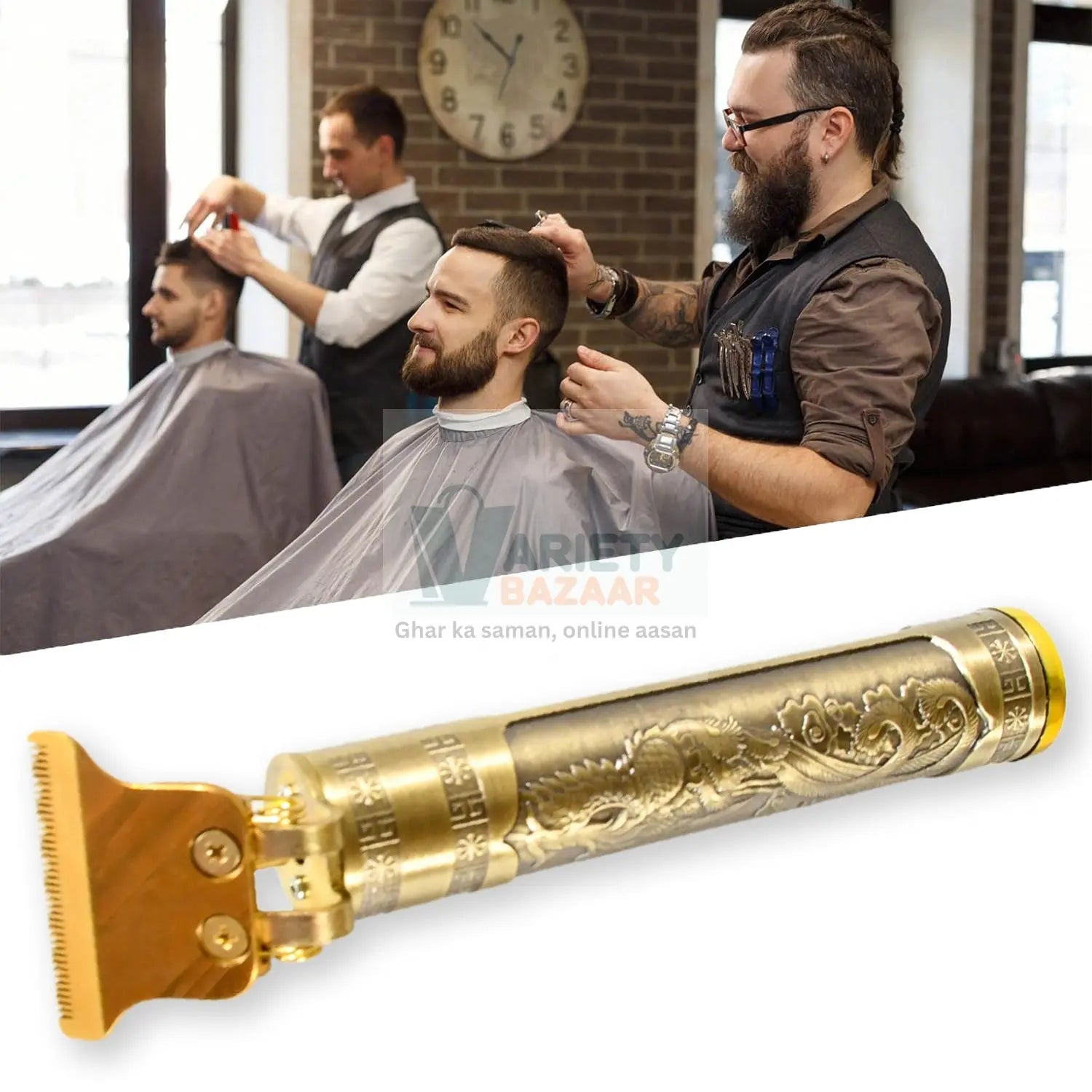 Hair Trimmer for Men Hair Style Trimmer, Professional Hair Clipper, Electric Shaving machine dry shaving for men - hair shaving and trimming beard With 4 adjustable blade clipper, Oil, Cleaning Brush Variety Bazaar