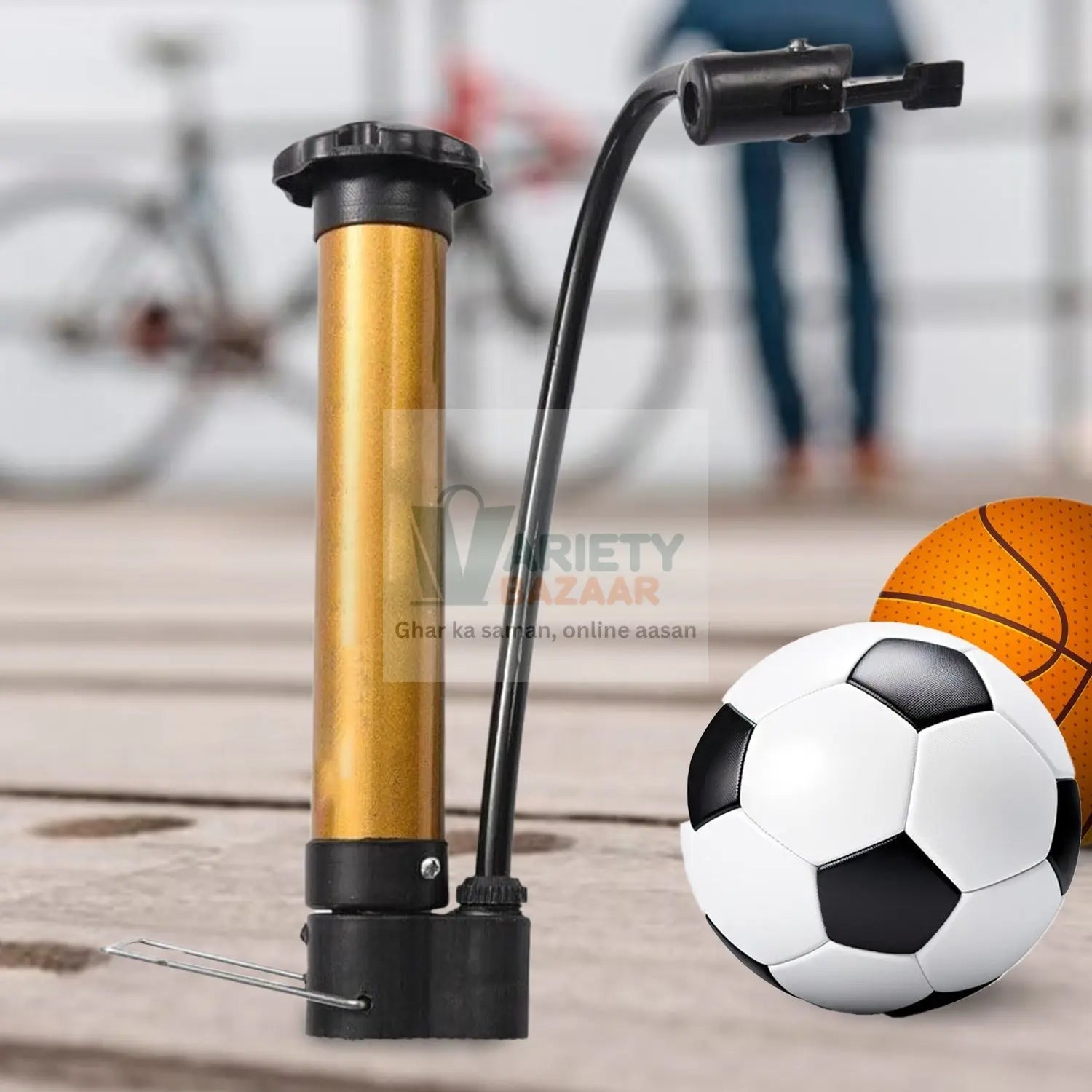 Hand Air Ball Pump, Metal Portable High Pressure Air Pump Mini Basketball Inflator for Balls, Basketball, Soccer, Volleyball, Football, Inflatable and More Variety Bazaar